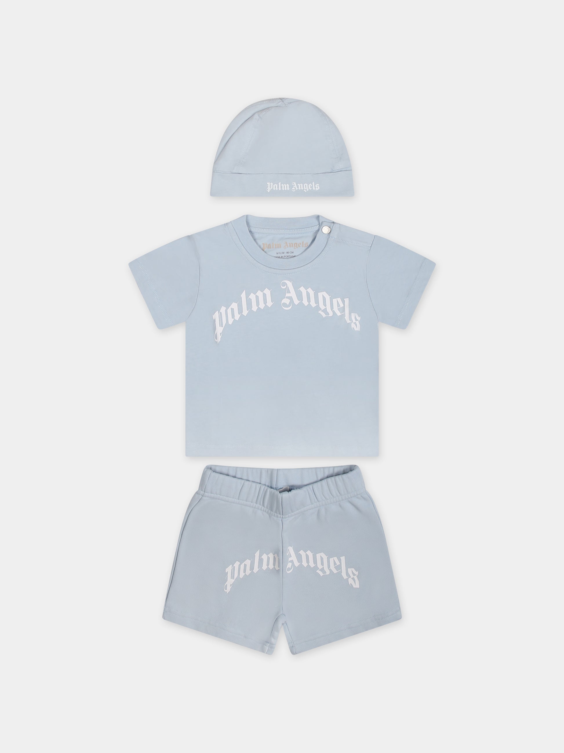 Completo celeste per neonato con logo,Palm Angels,PB2X011S24JER0014101