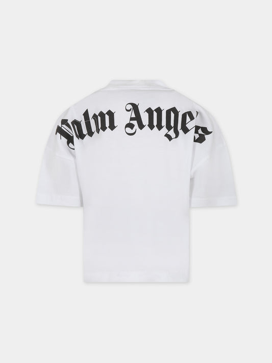 T-shirt bianca per bambini con logo,Palm Angels,PBAA002C99JER0010110