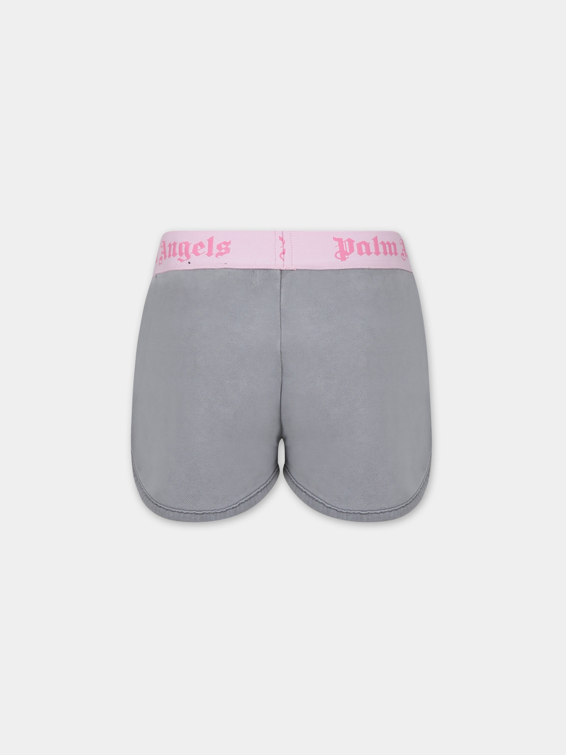 Shorts grigio per bambina con logo,Palm Angels,PGCI003S24FLE0010730