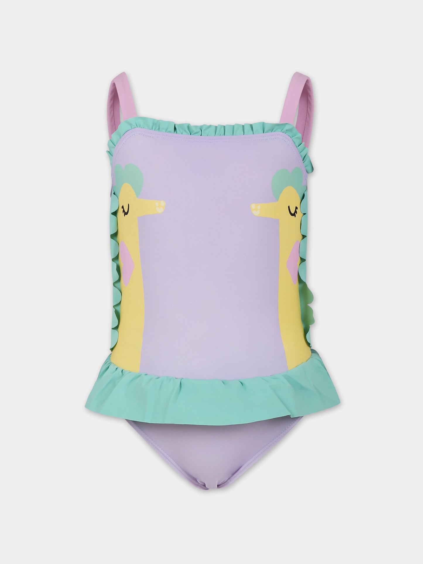 Costume viola per bambina con cavallucci marini,Stella Mccartney Kids,TUCB39 Z0157 572
