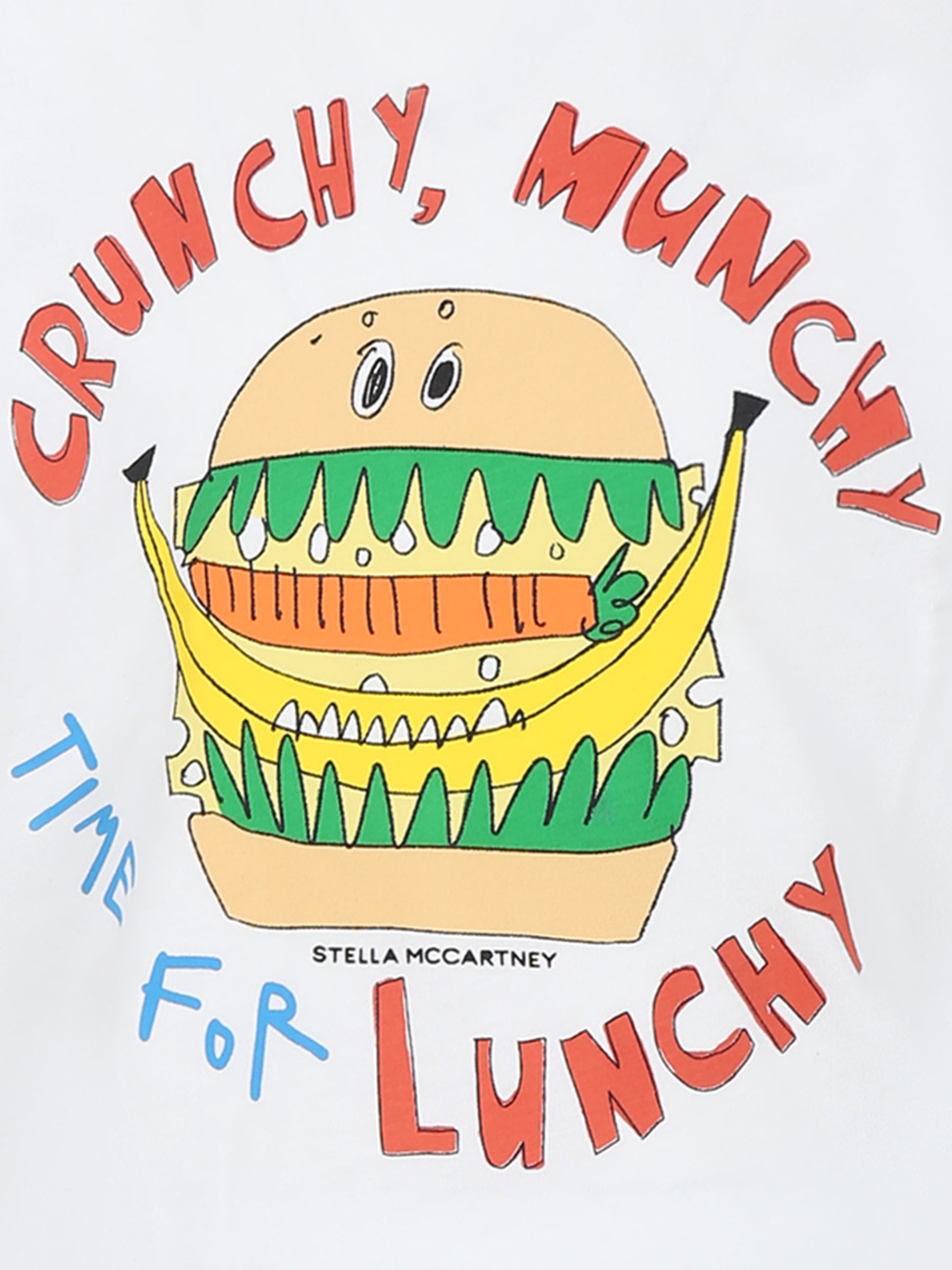 T-shirt bianca per bambino con stampa hamburger,Stella Mccartney Kids,TU8Q61 Z0434 101