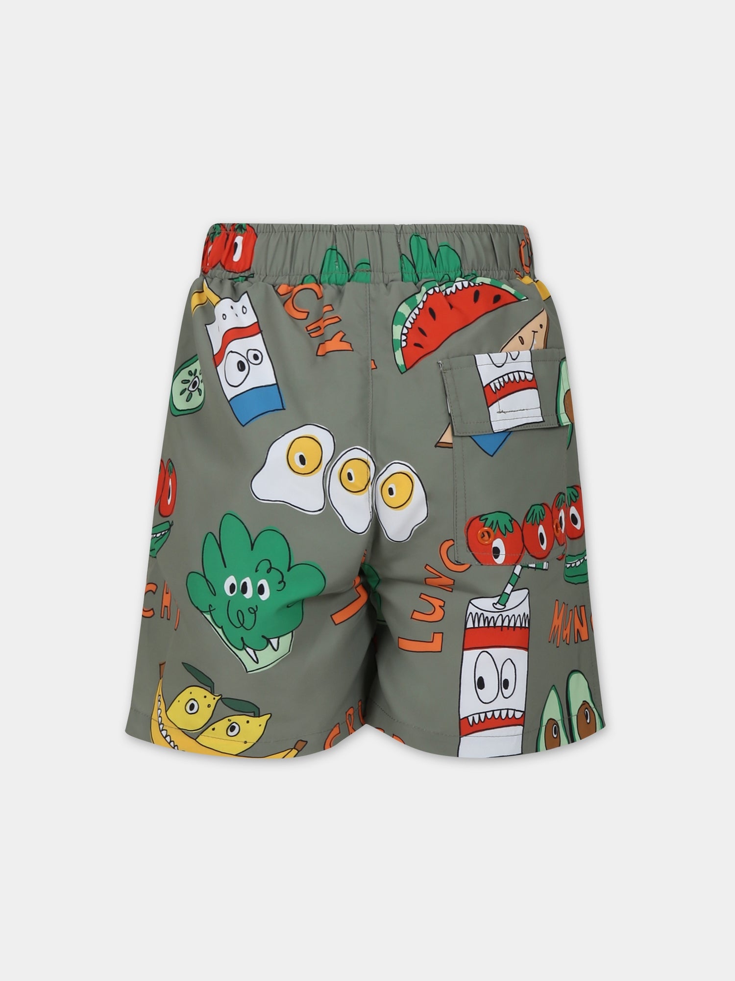 Boxer mare verde per bambino con stampa frutta e verdura,Stella Mccartney Kids,TUCP49 Z1707 727MC