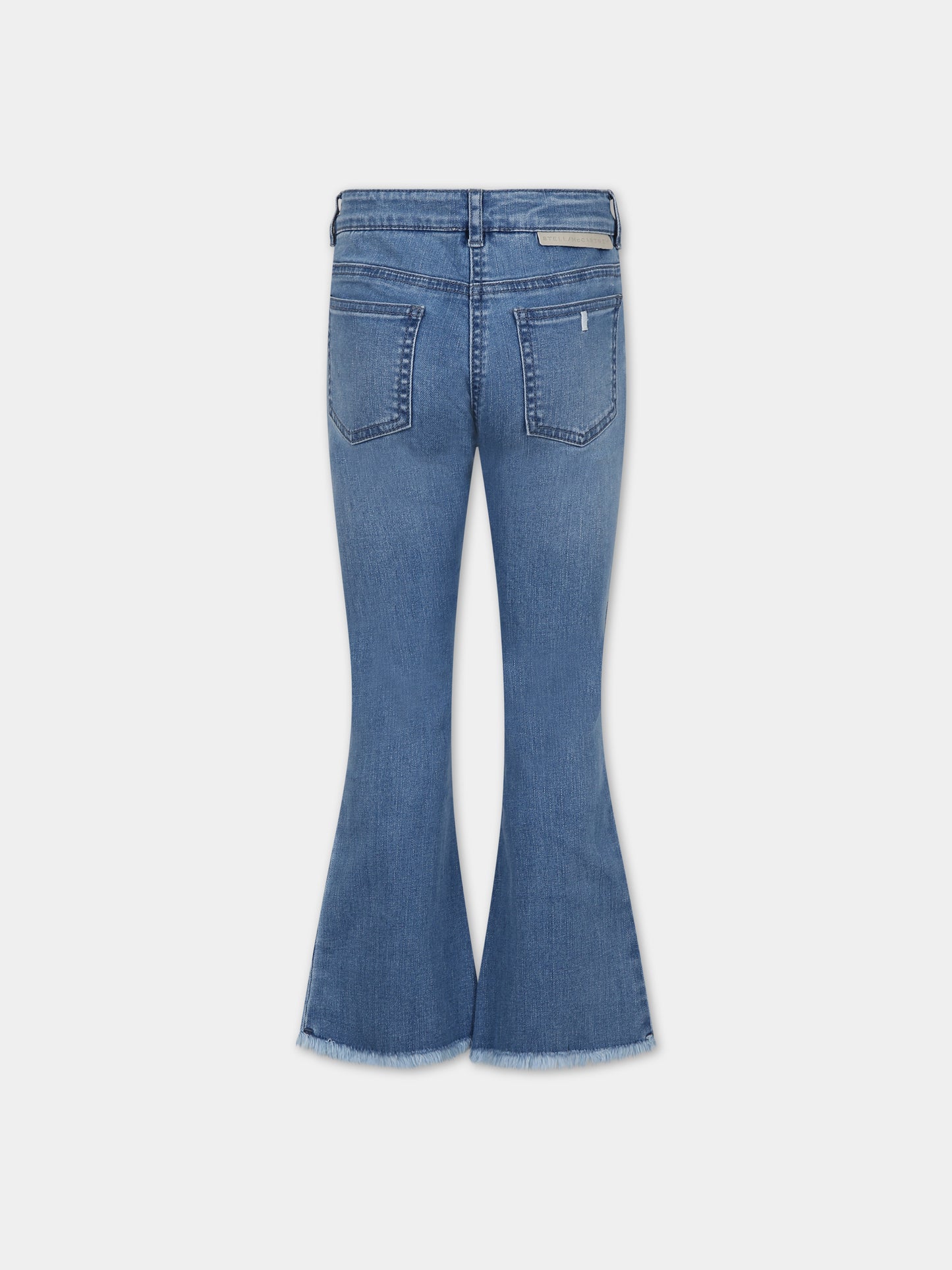 Jeans flare in denim per bambina con frange,Stella Mccartney Kids,TU6E41 Z0153 601