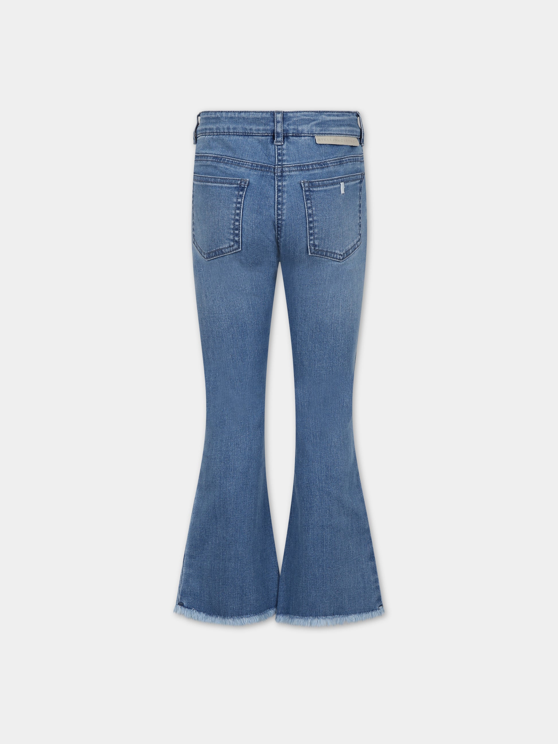 Jeans flare in denim per bambina con frange,Stella Mccartney Kids,TU6E41 Z0153 601