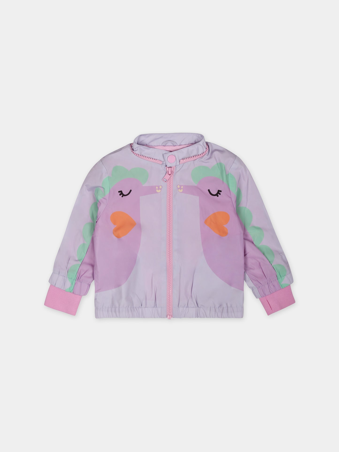 Giacca a vento viola per neonata con cavallucci marini,Stella Mccartney Kids,TU2027 Z0537 572