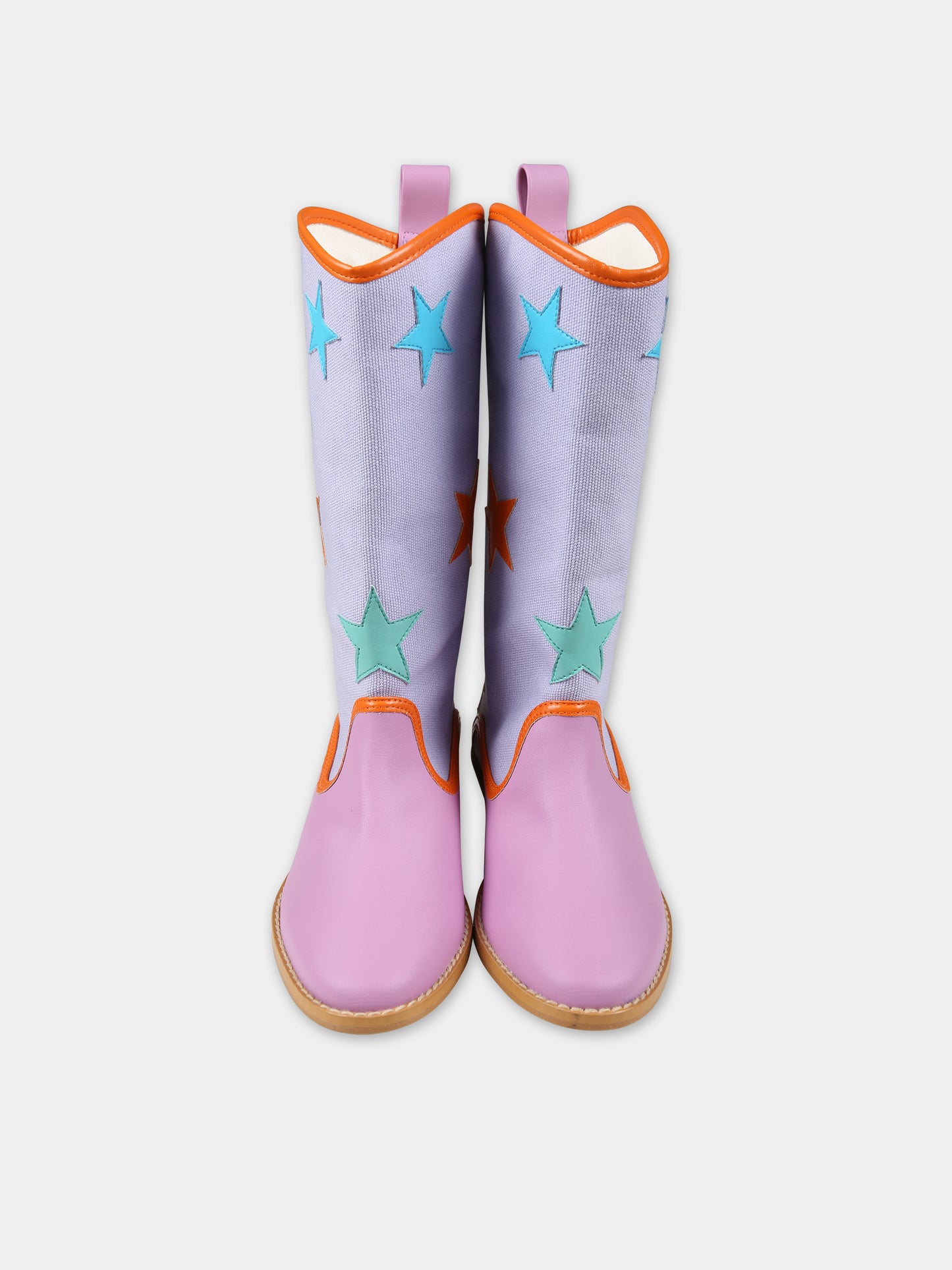 Stivali texani viola per bambina con stelle,Stella Mccartney Kids,TU0B66 Z1167 572