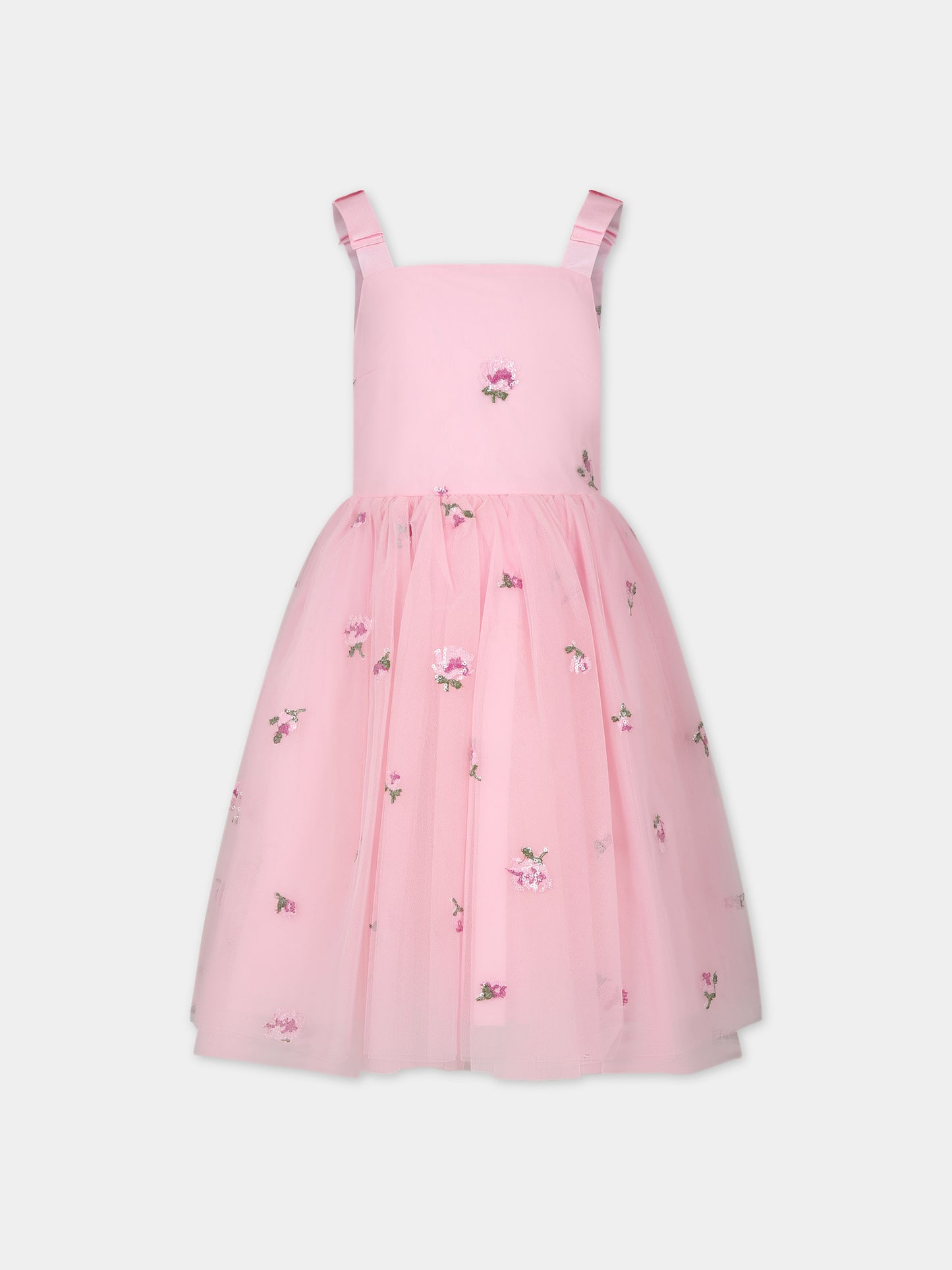 Vestito rosa per bambina con fiori,Simonetta,SU1B82 T0079 510