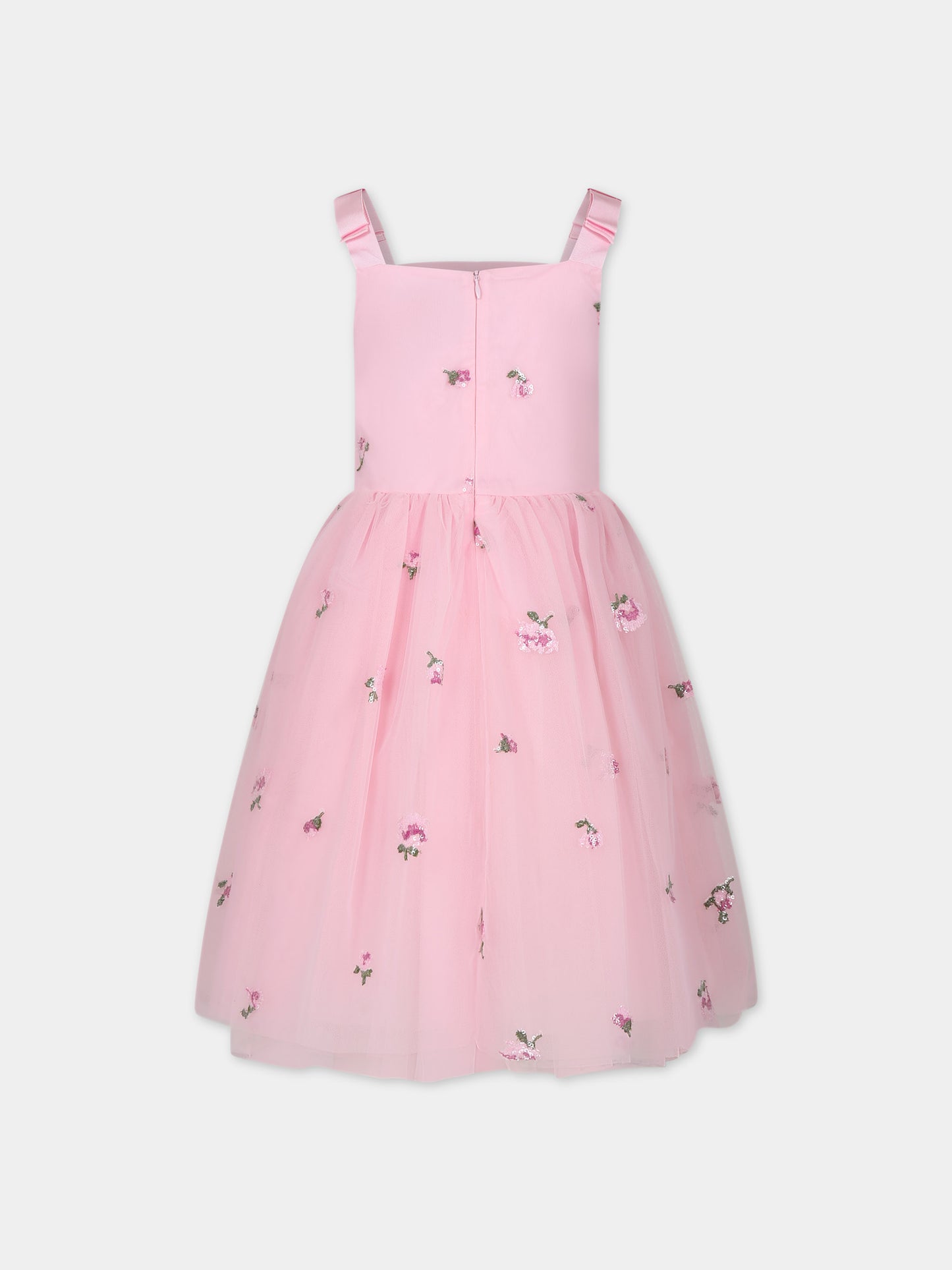 Vestito rosa per bambina con fiori,Simonetta,SU1B82 T0079 510