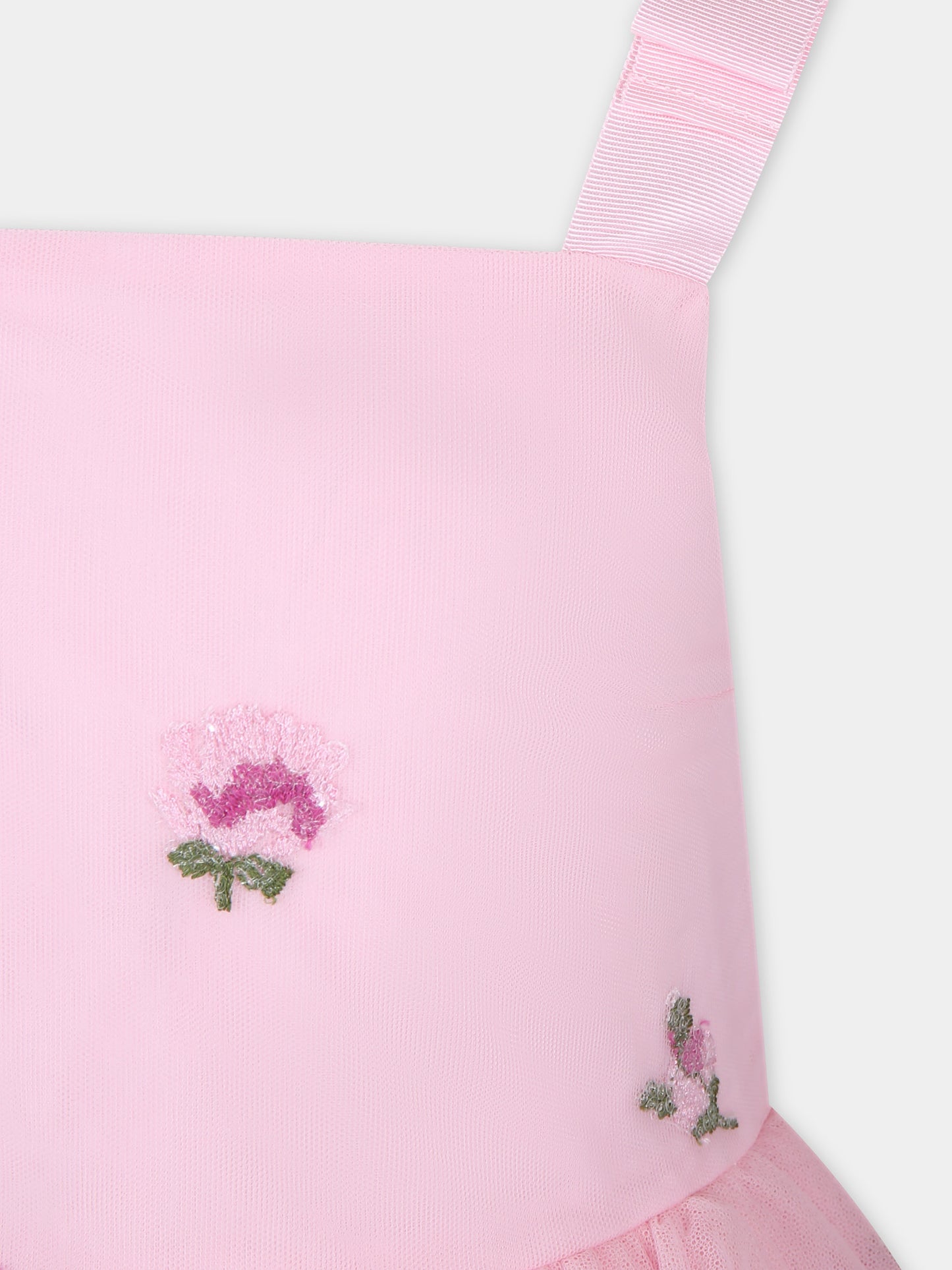 Vestito rosa per bambina con fiori,Simonetta,SU1B82 T0079 510