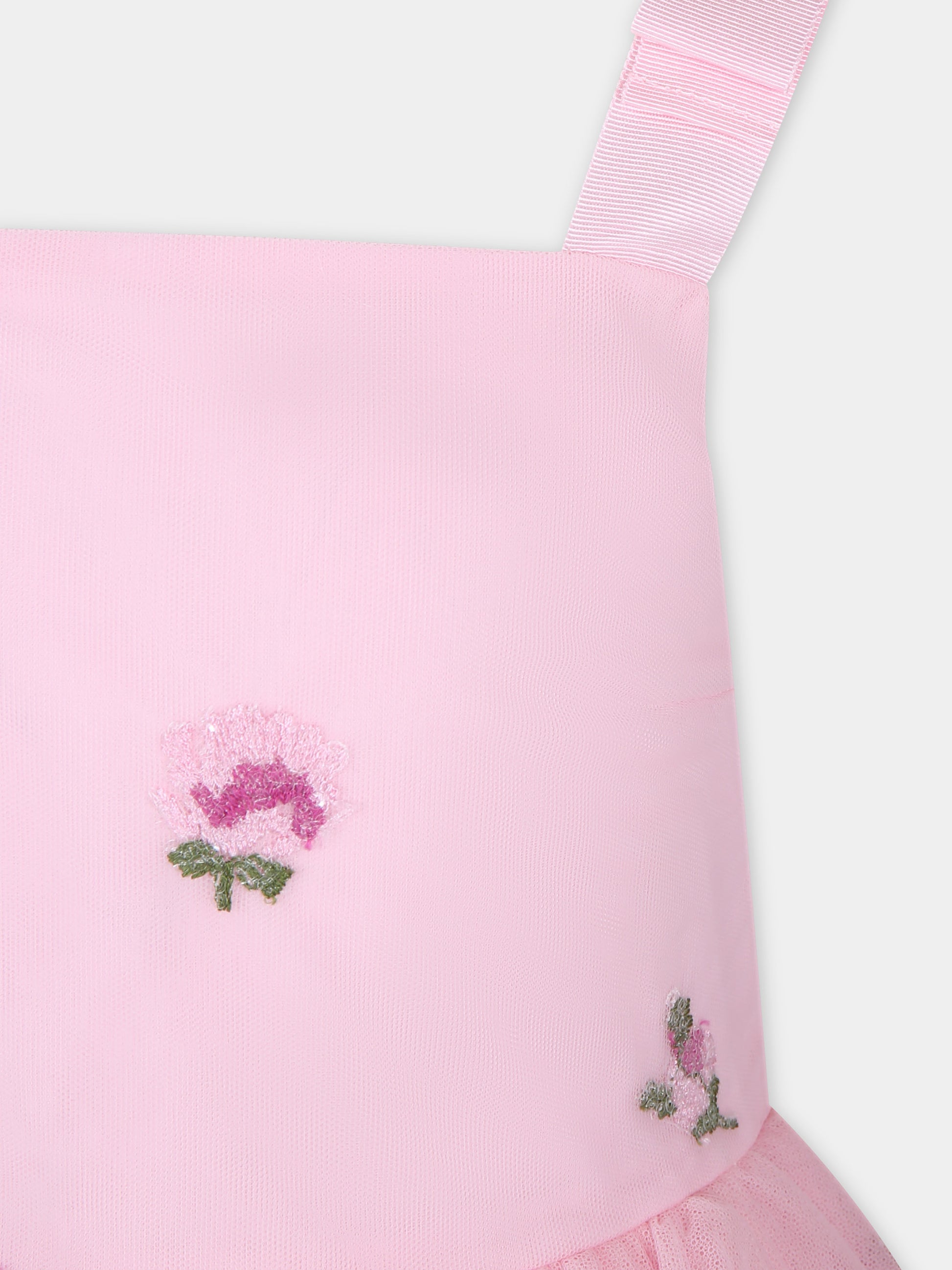 Vestito rosa per bambina con fiori,Simonetta,SU1B82 T0079 510