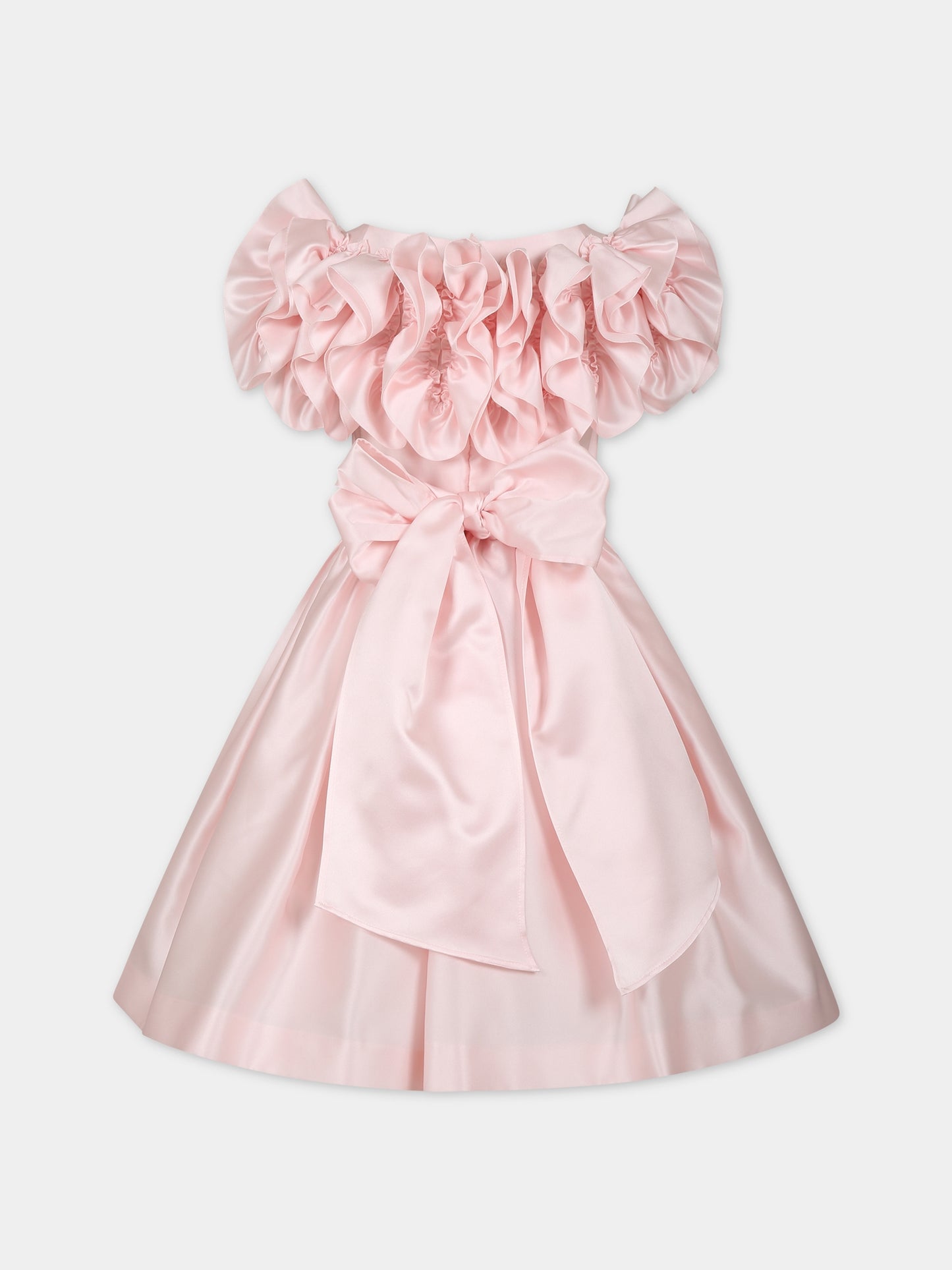 Vestito rosa per bambina con rouches,Monnalisa,77C900 3125 0092