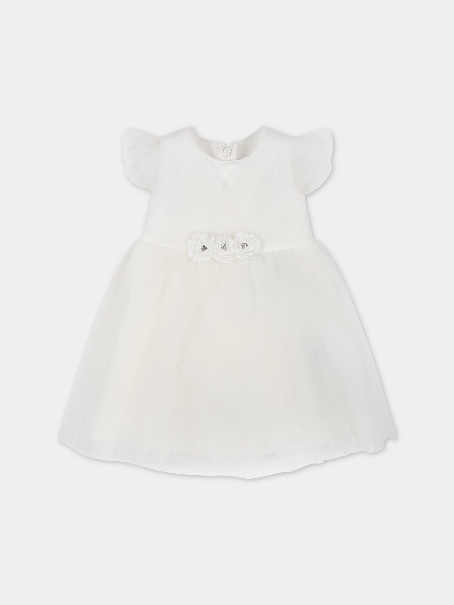 Vestito bianco per neonata in tulle,Monnalisa,73C906 3361 001A