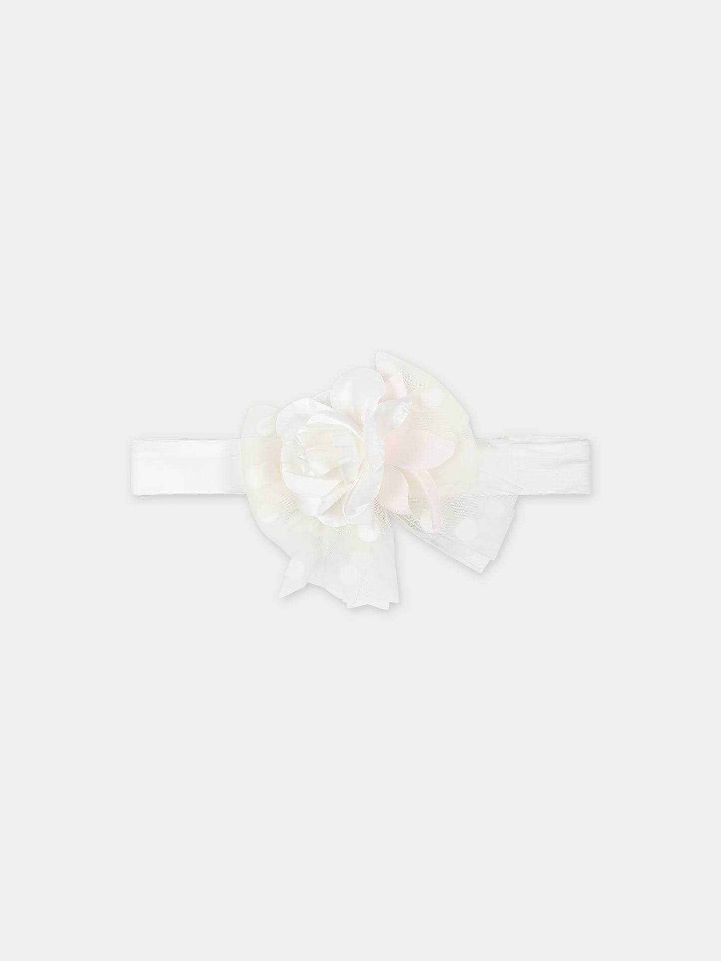 Fascia bianca per neonata con fiore,Monnalisa,73C006 3906 0001