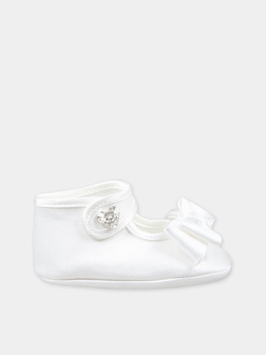 Ballerine bianche per neonata con fiocco,Monnalisa,73C000 3302 0001