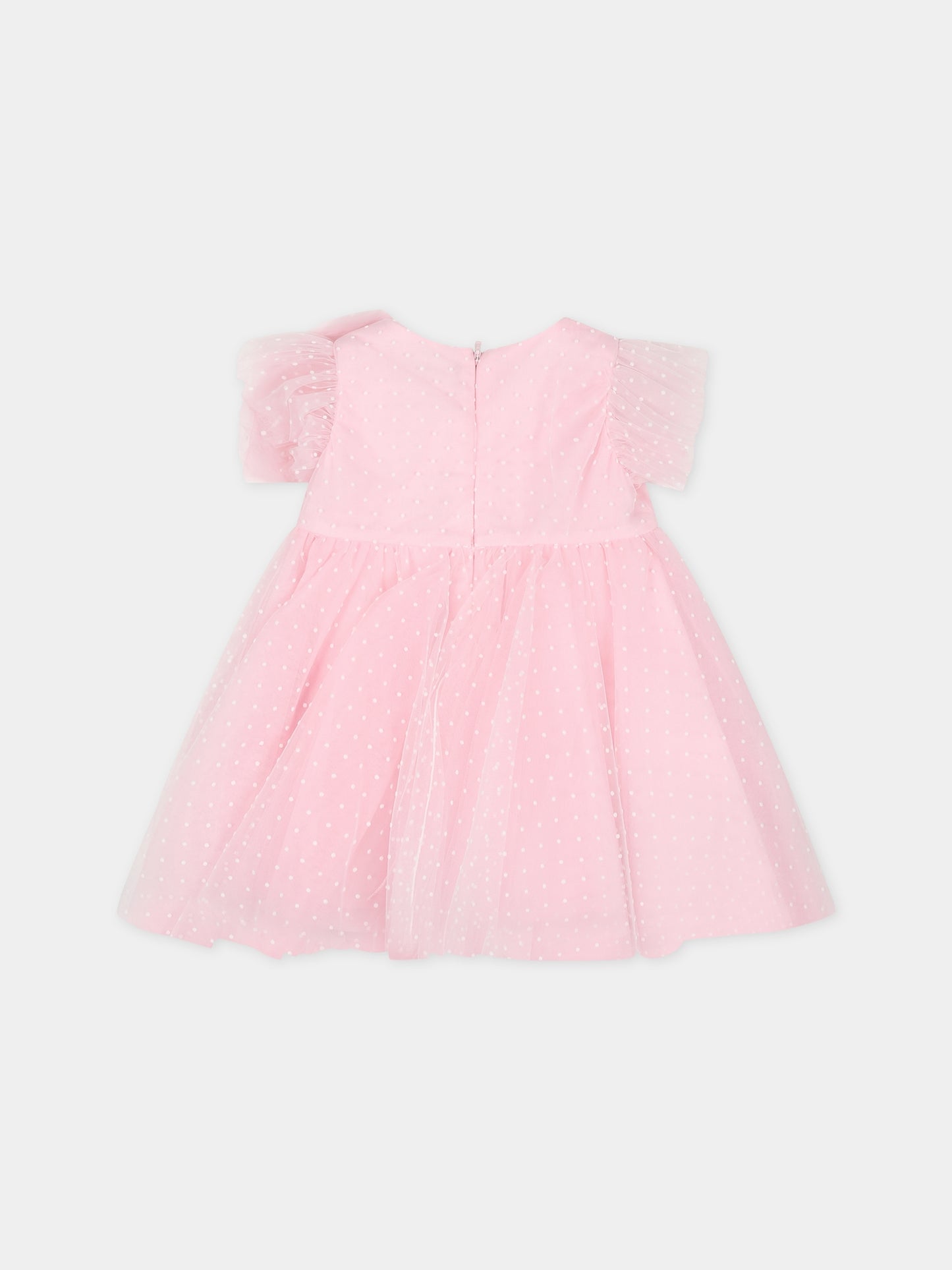 Vestito rosa per neonata con pois,Monnalisa,31C903 3902 9990