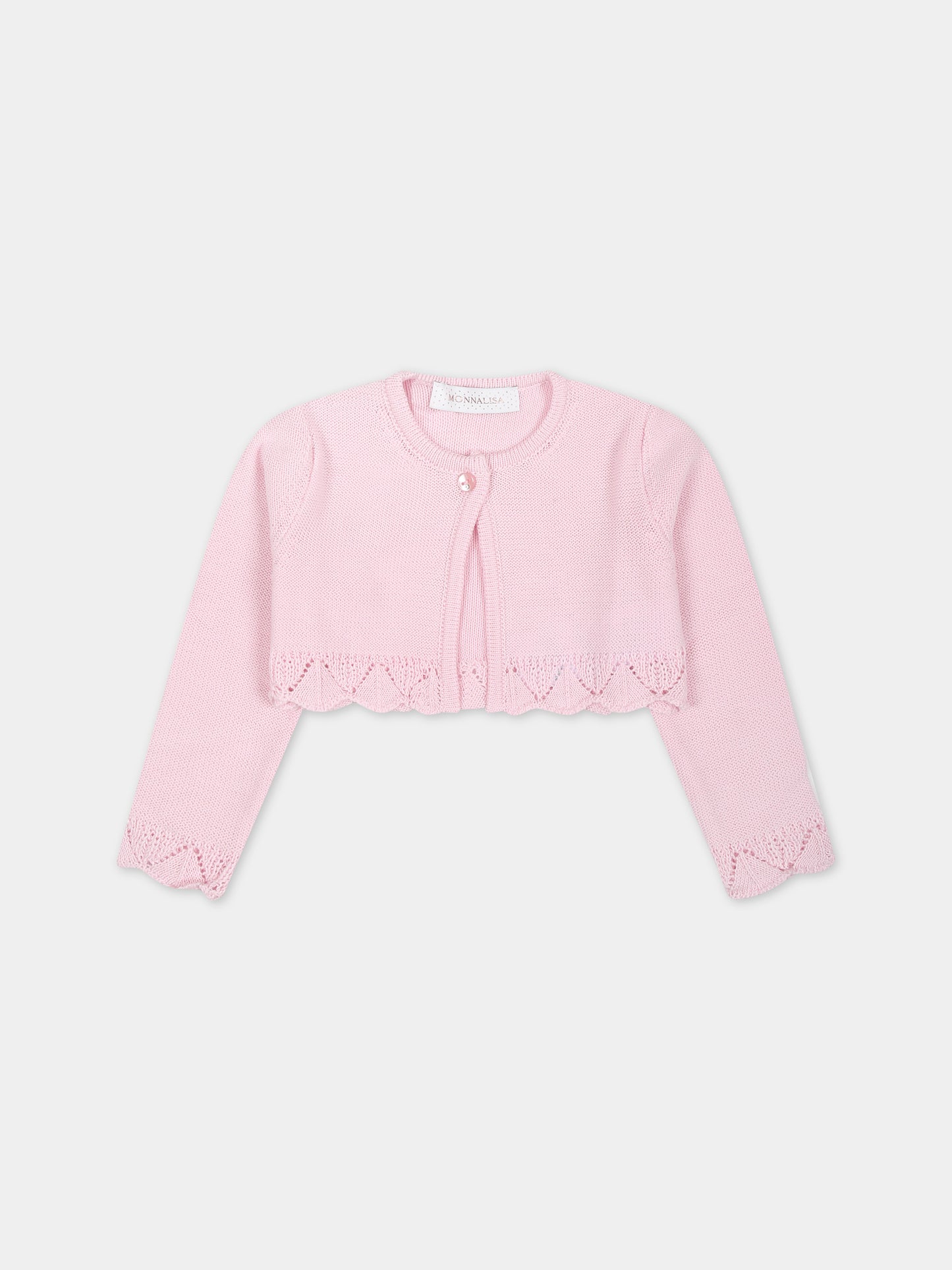 Cardigan rosa per neonata con volants,Monnalisa,73C800 3066 0090