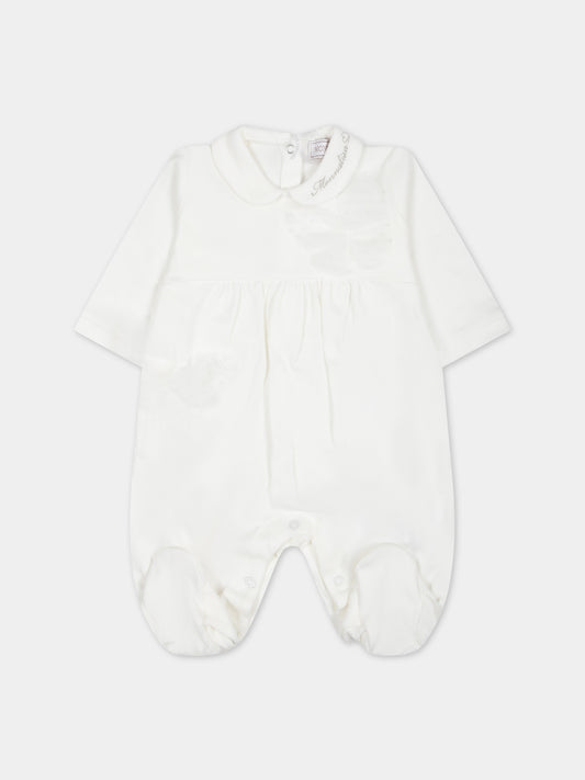 Tutina bianca per neonata con logo,Monnalisa,35C207 3000 0001