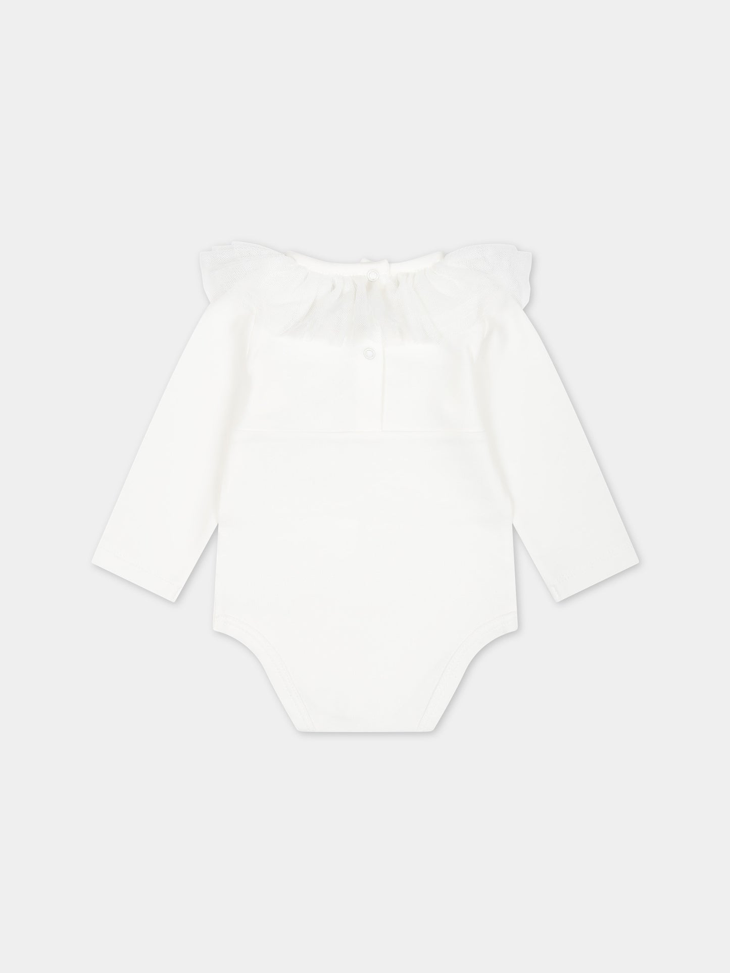 Completo bianco per neonata con logo,Monnalisa,35C505 3000 0001