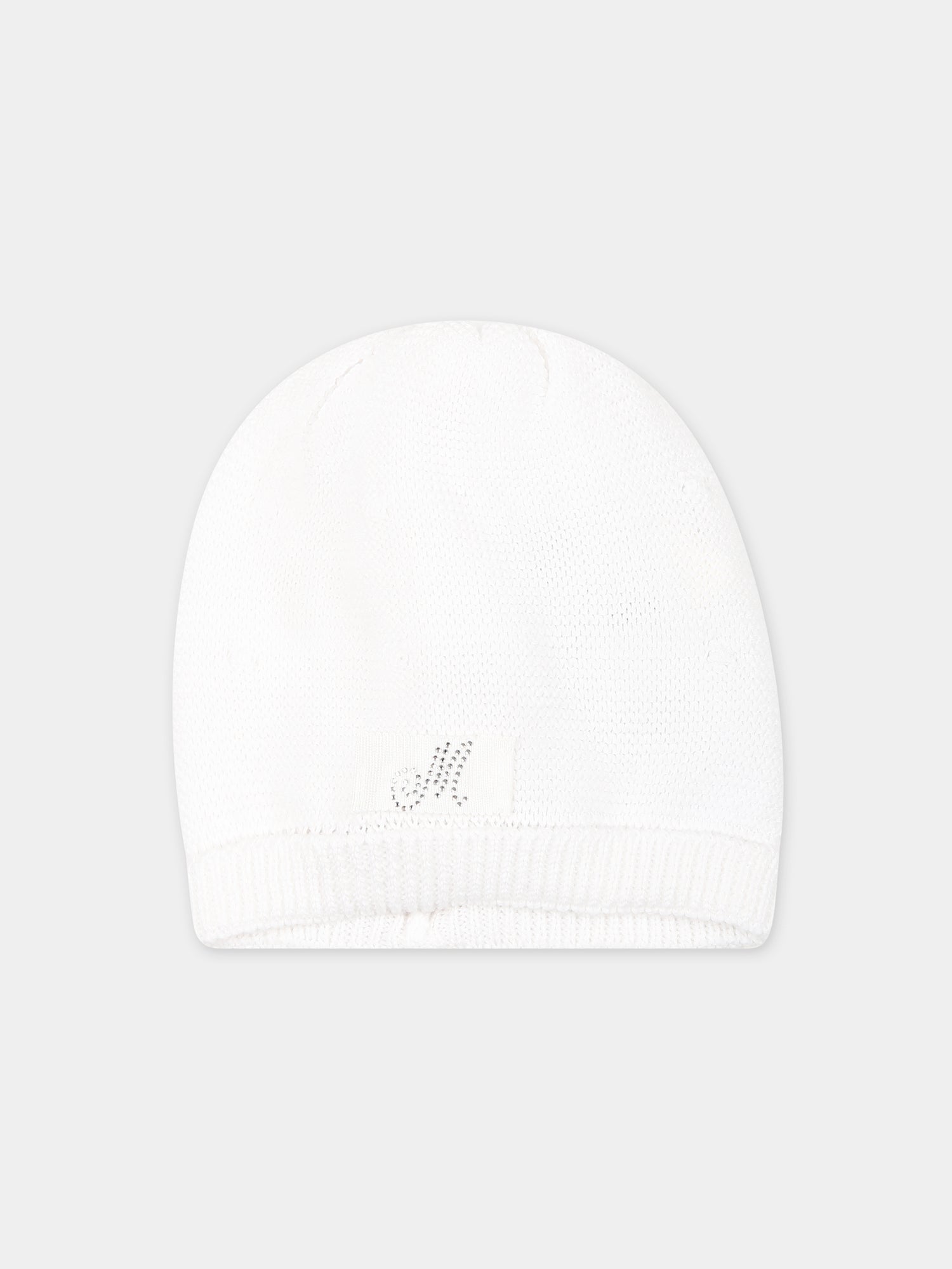 Cappello bianco per neonata con logo,Monnalisa,35C005 3062 0001