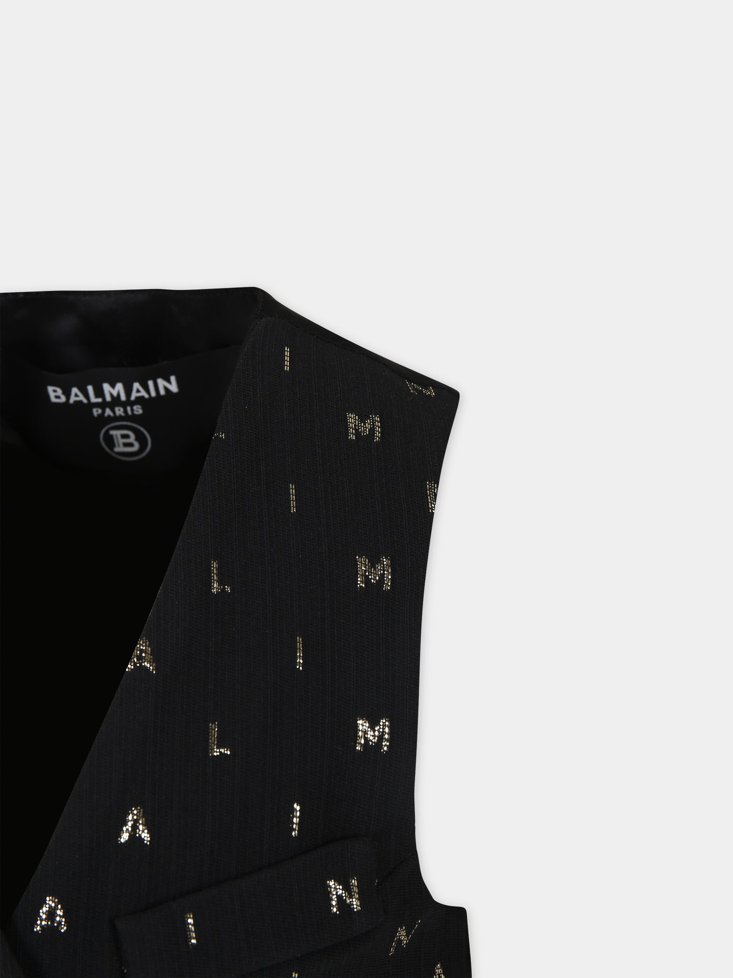 Panciotto nero per bambino con logo all-over,Balmain Kids,BU2A62 U0129 930OR