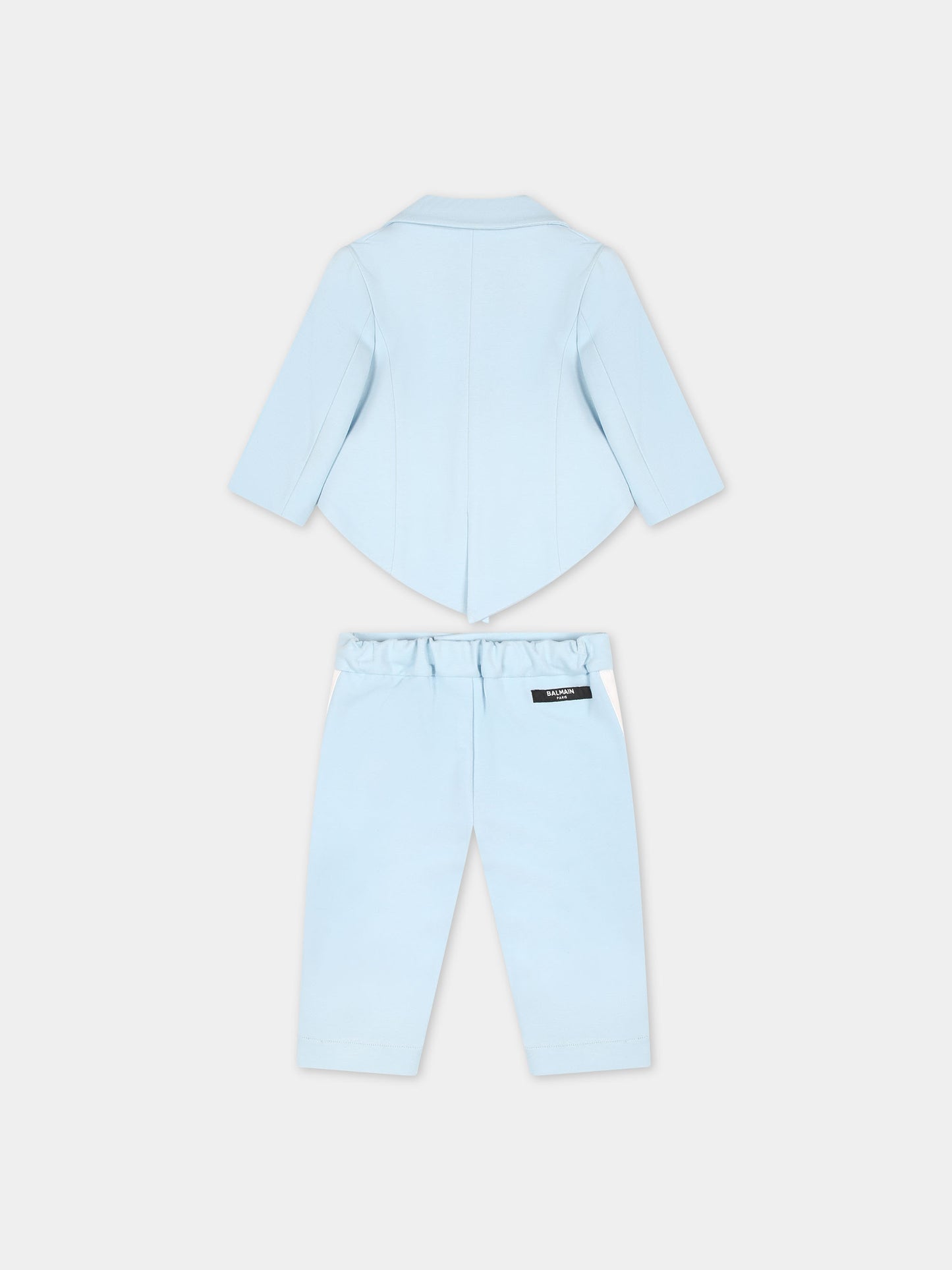 Completo elegante celeste per neonato con logo,Balmain Kids,BU3600 J0371 684AG