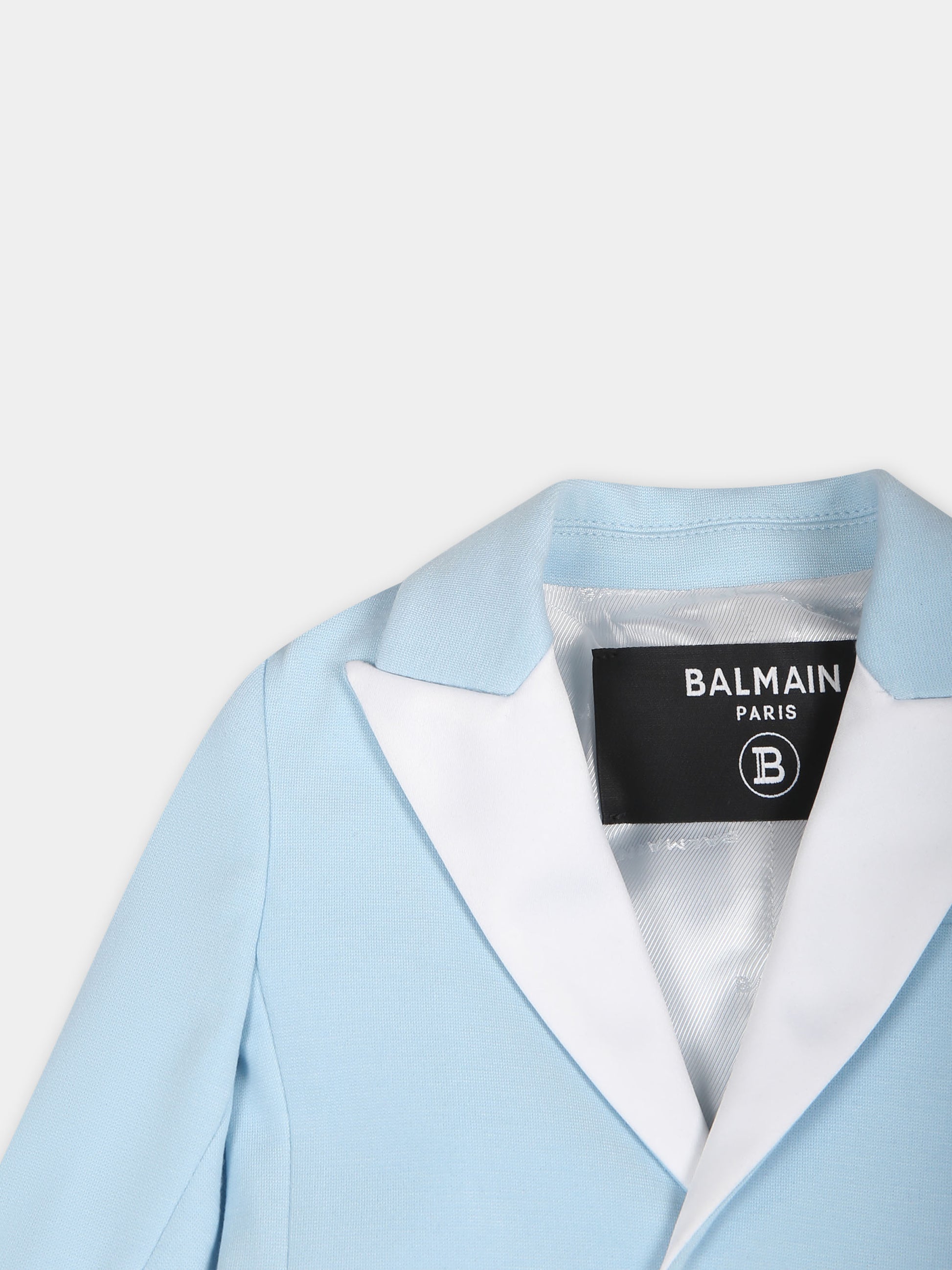 Completo elegante celeste per neonato con logo,Balmain Kids,BU3600 J0371 684AG