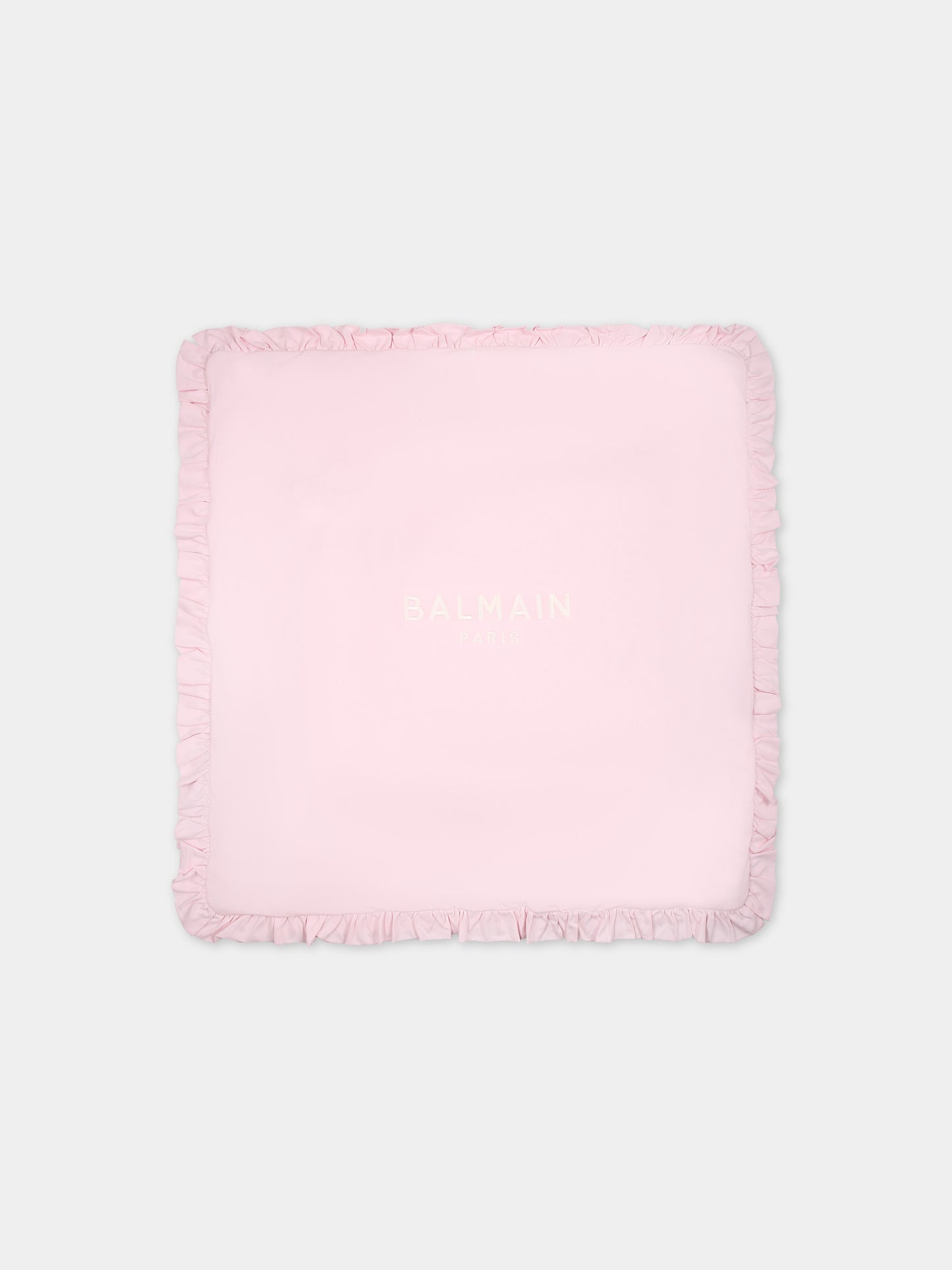 Coperta rosa per neonata con logo,Balmain Kids,BU0010 Z1751 540