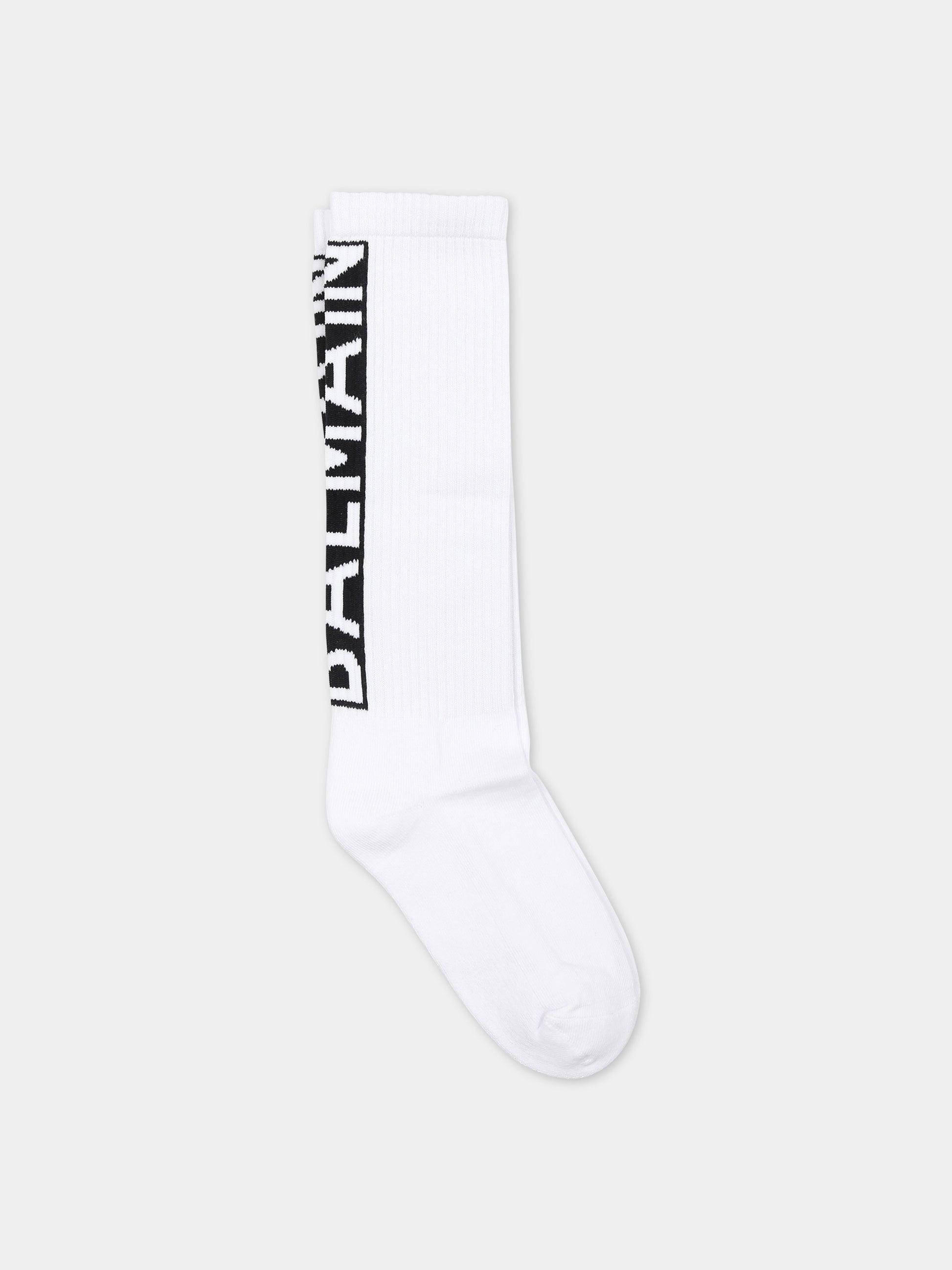 Calze bianche per bambini con logo,Balmain Kids,BU0P00 Z0553 100NE