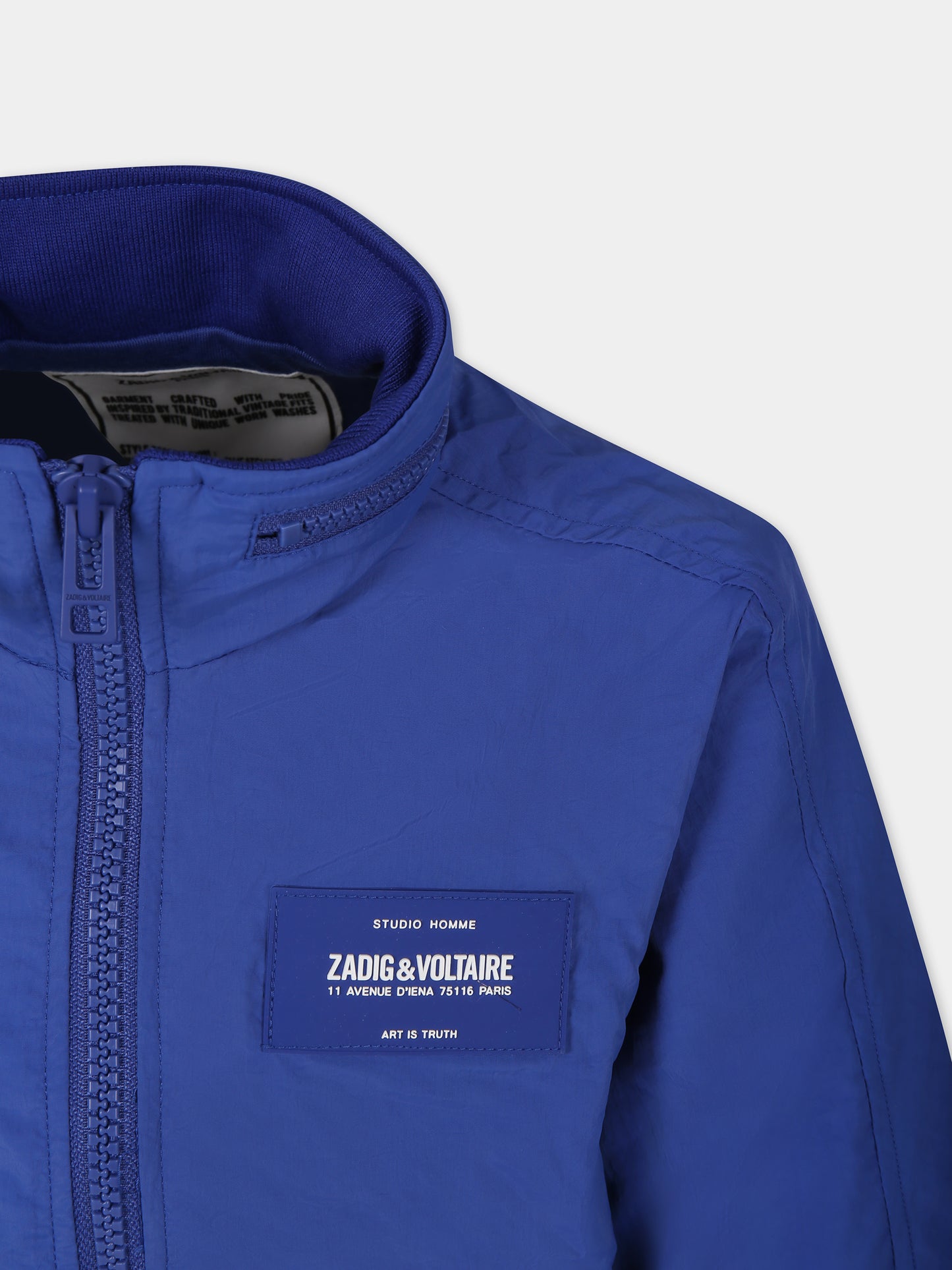 Giacca a vento blu per bambino con logo,Zadig & Voltaire Kids,X60070 861