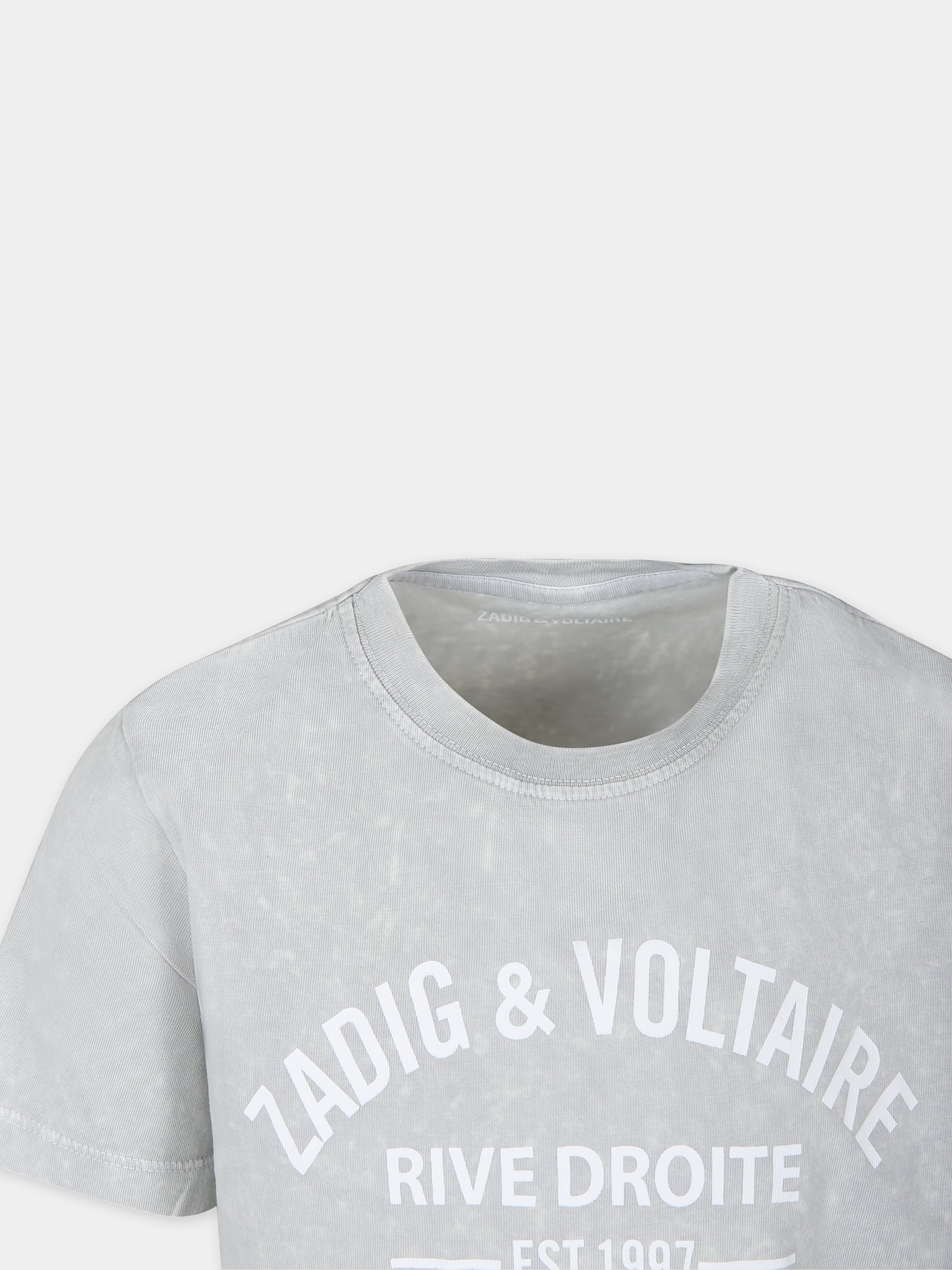 T-shirt grigia per bambino con logo,Zadig & Voltaire Kids,X60089 002