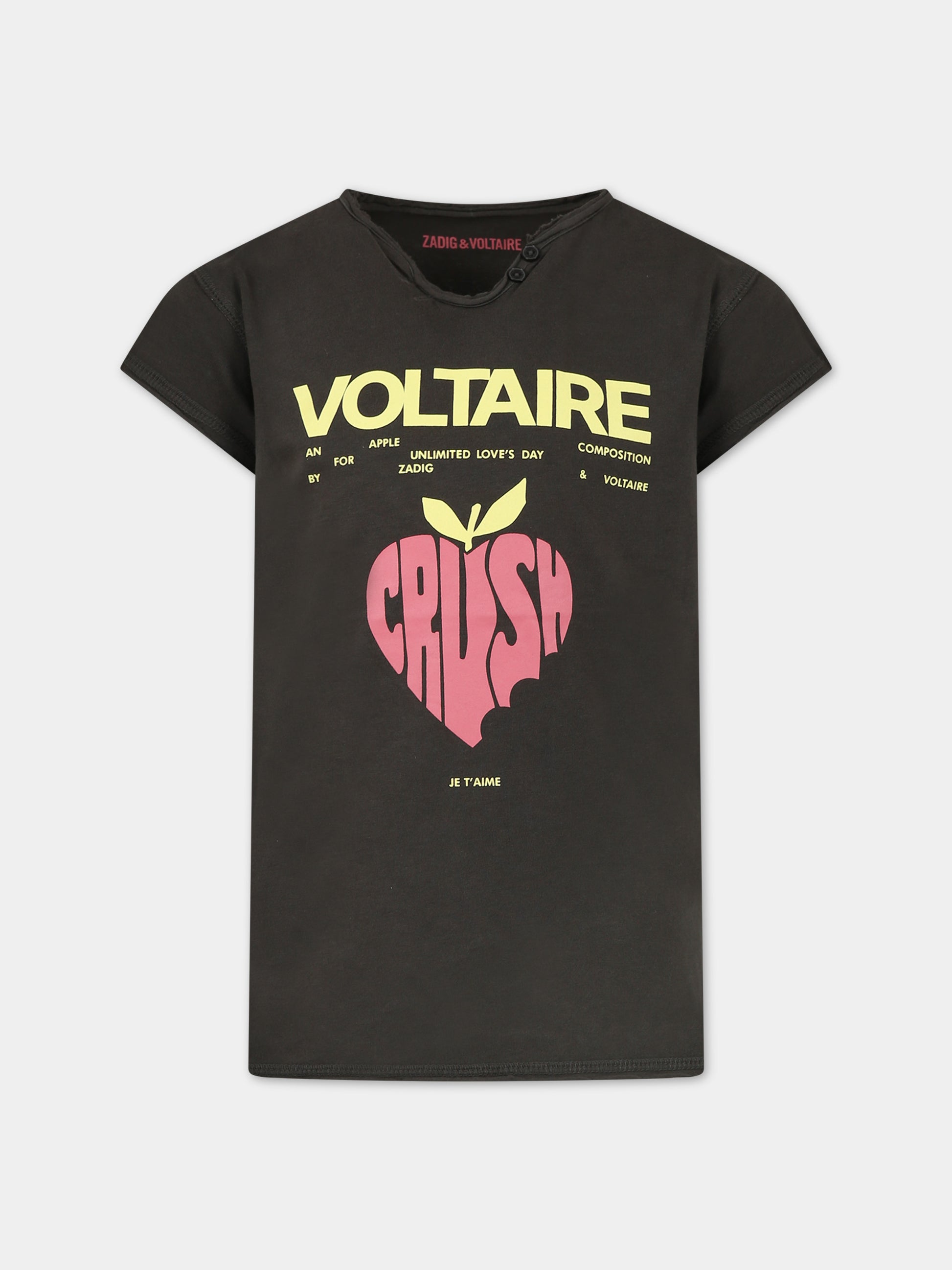 T-shirt verde per bambina con logo,Zadig & Voltaire Kids,X60038 658