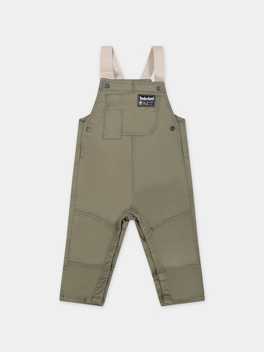 Salopette verde per neonato con logo,Timberland,T60180 724