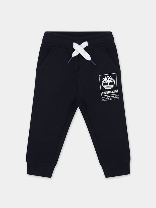 Pantaloni blu per neonato con logo,Timberland,T60126 83D