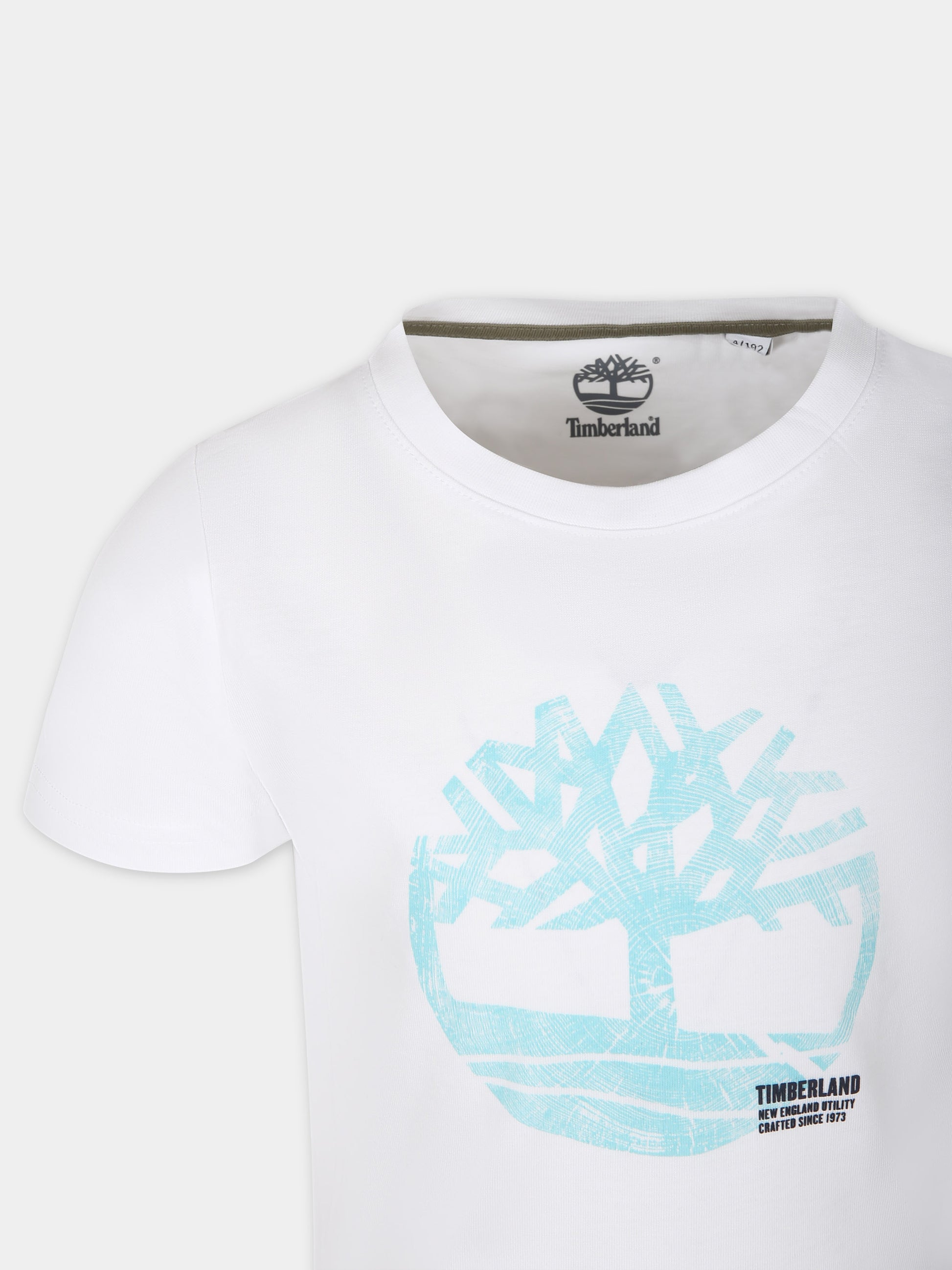 T-shirt bianca per bambino con logo,Timberland,T60087 10P