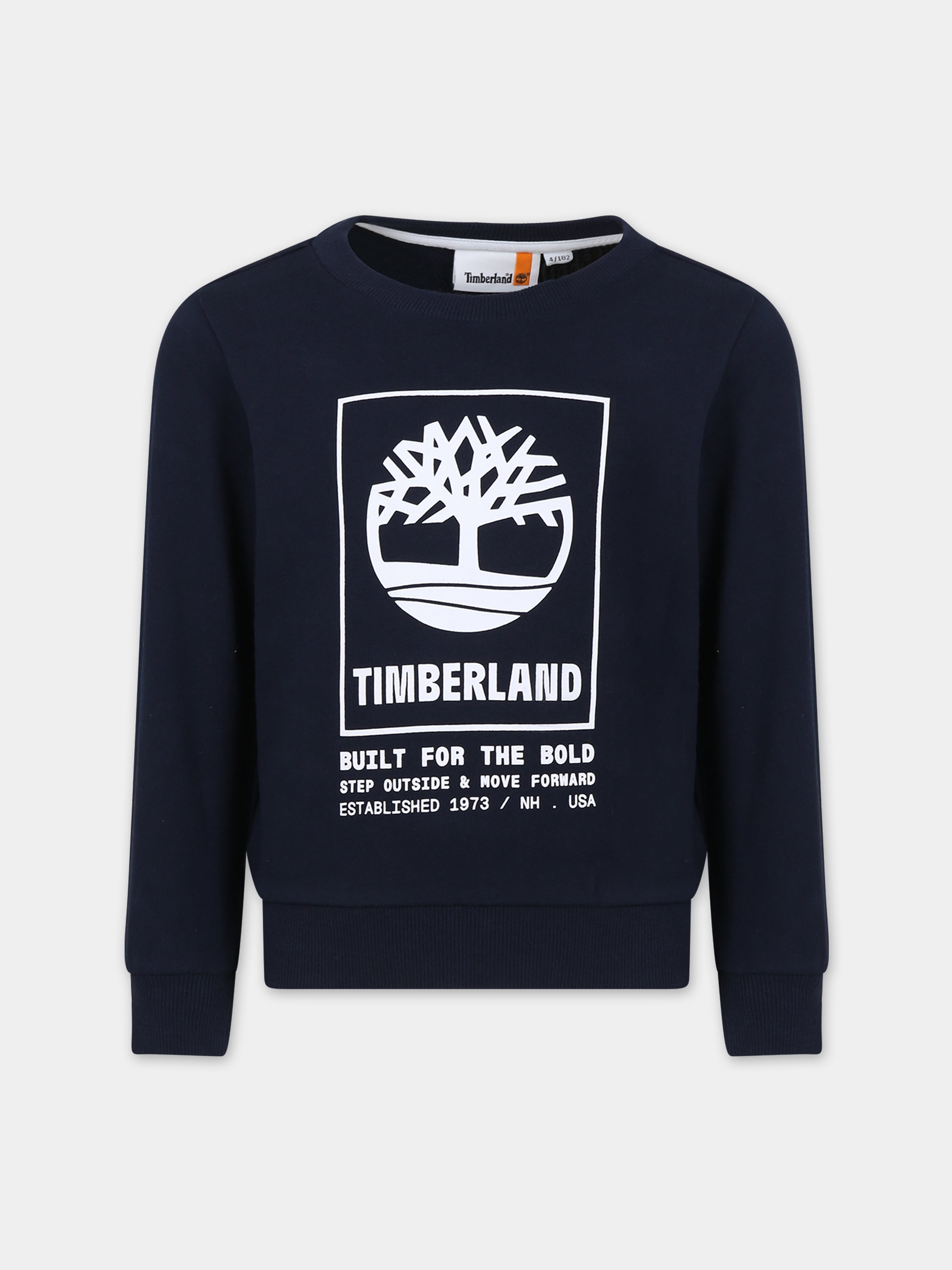 Blue sweatshirt for boy with logo,Timberland,T60075 83D