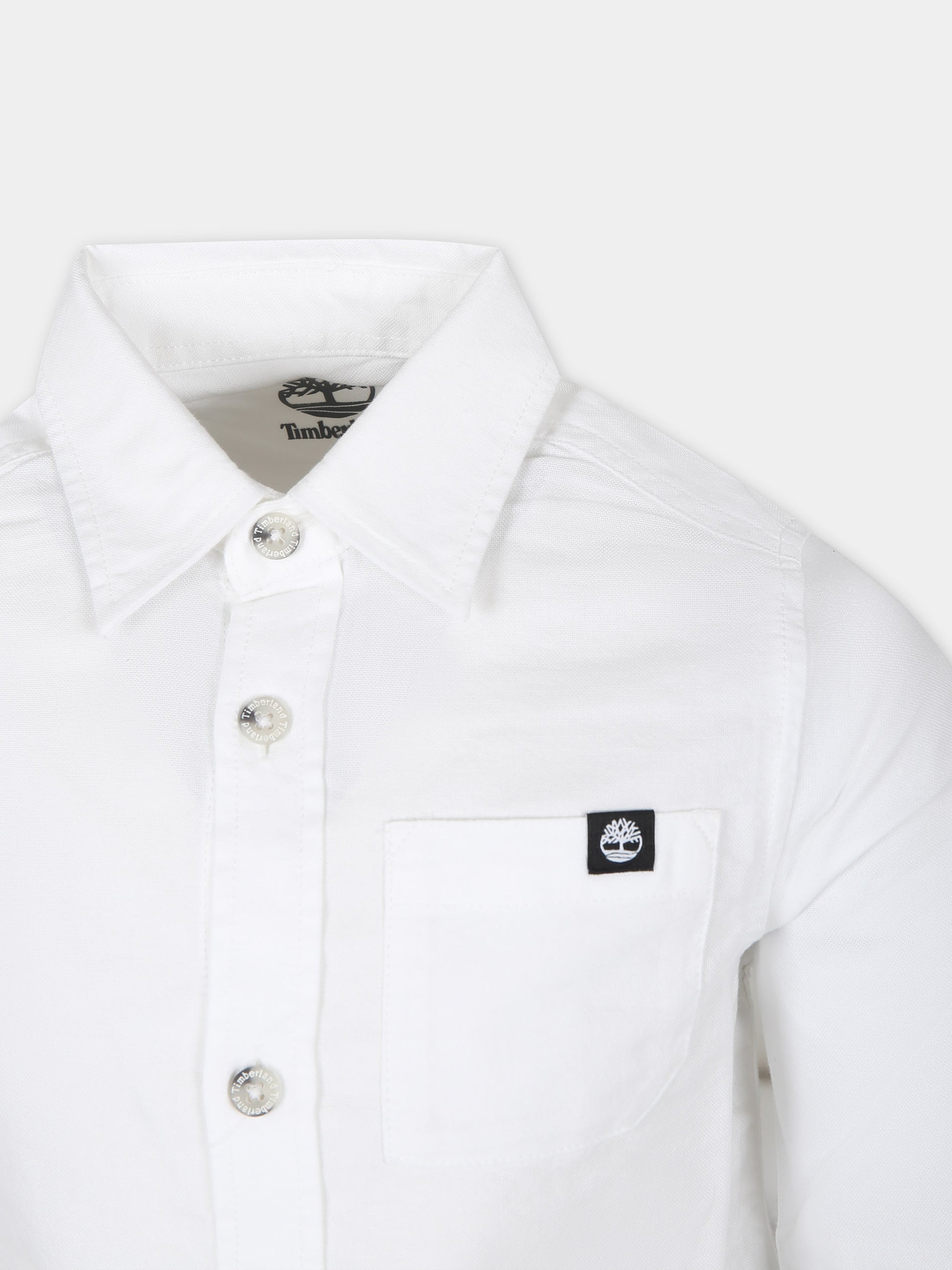 Camicia bianca per bambino con logo,Timberland,T60043 10P