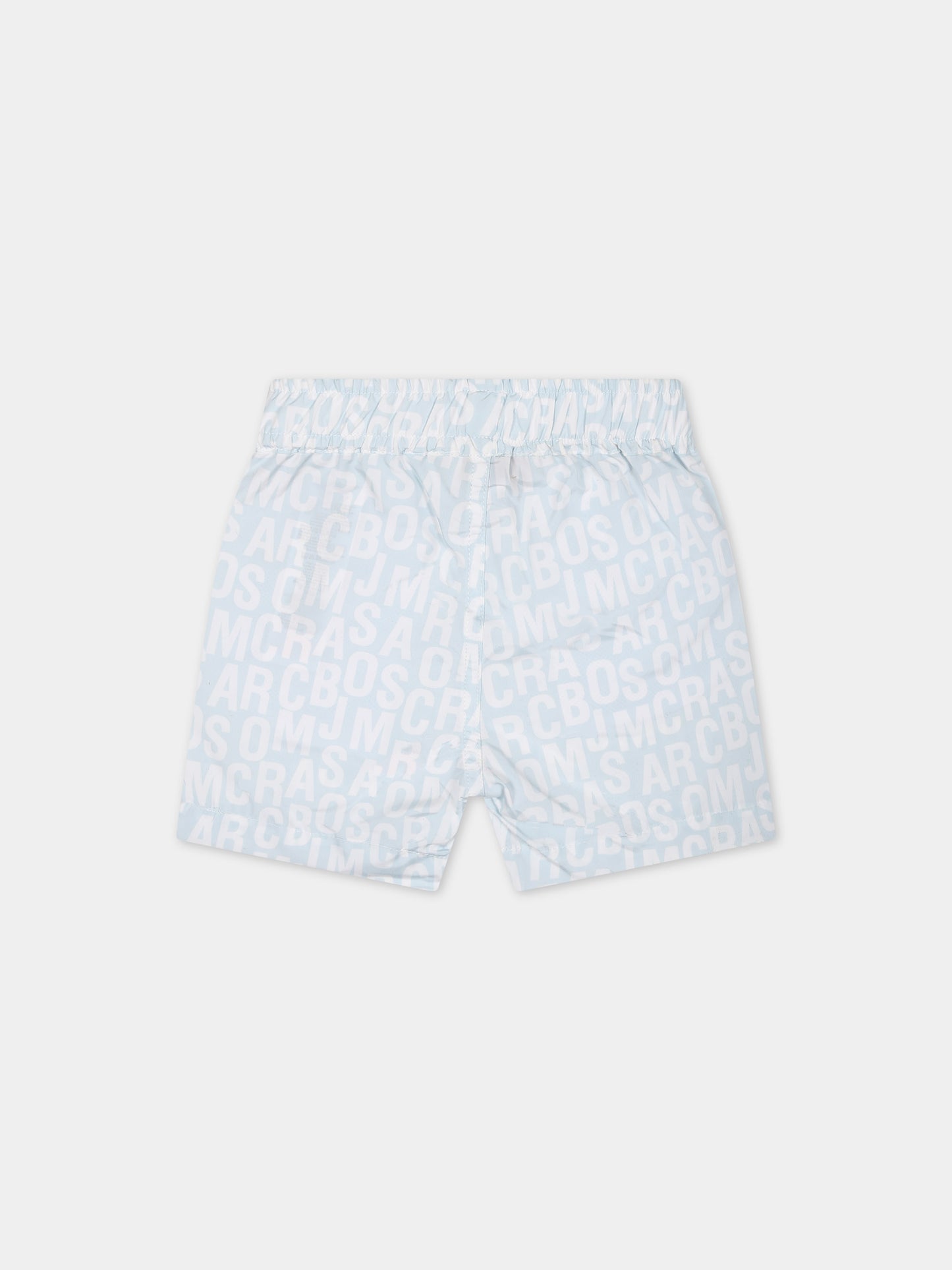Boxer celeste per bambino con logo all-over,Little Marc Jacobs,W60154 791