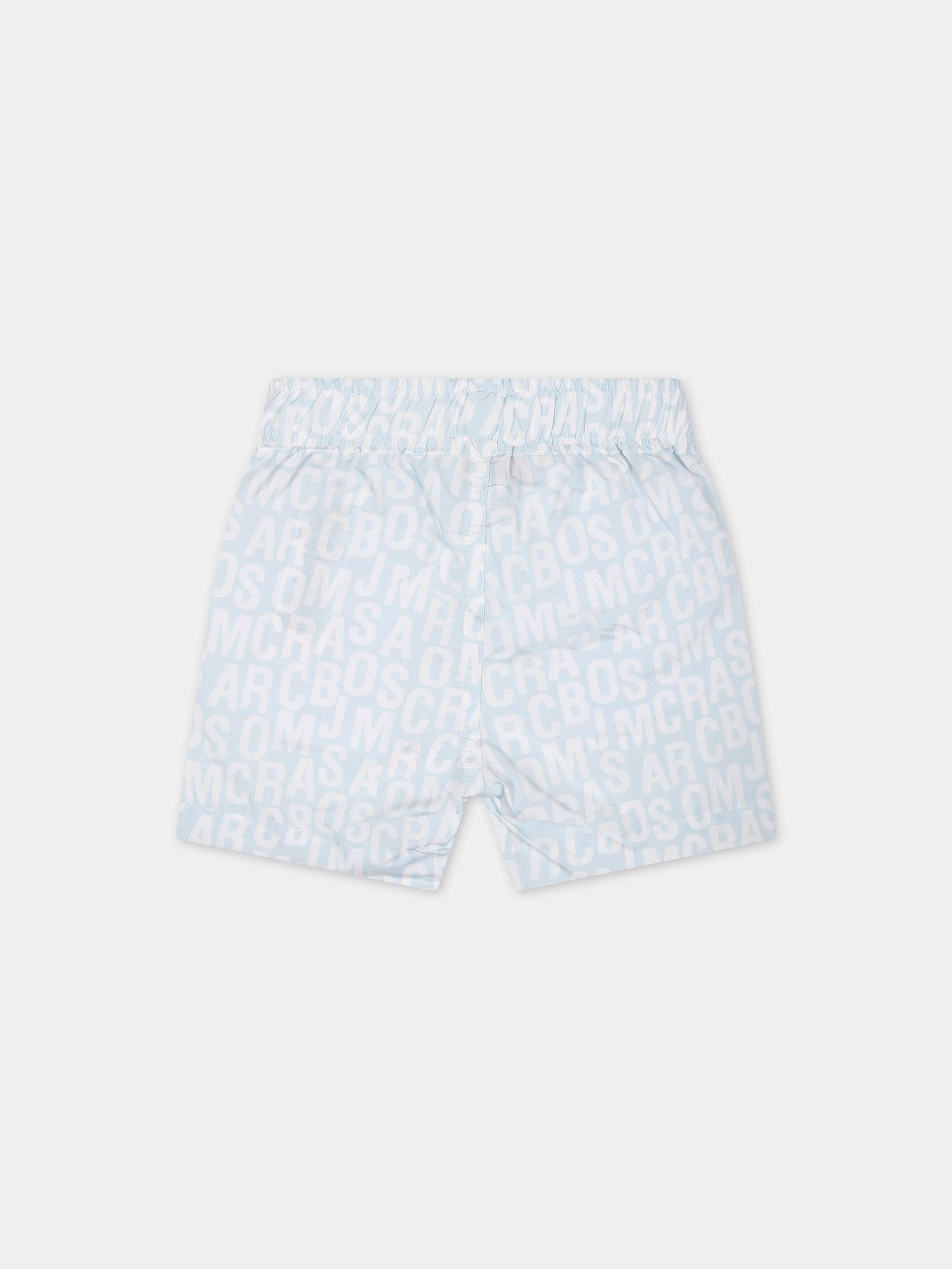 Boxer celeste per bambino con logo all-over,Little Marc Jacobs,W60154 791