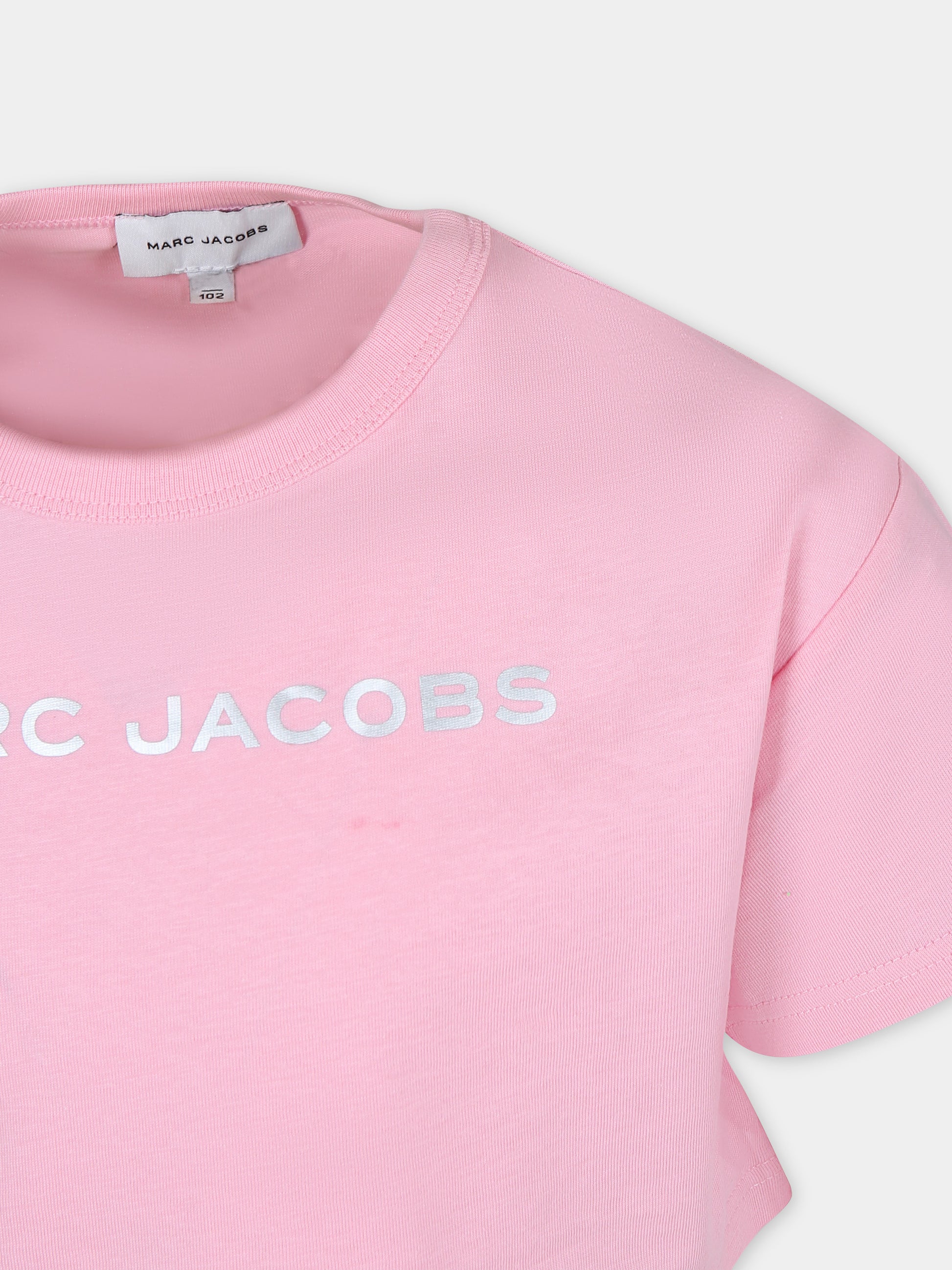 T-shirt crop rosa per bambina,Little Marc Jacobs,W60168 45T