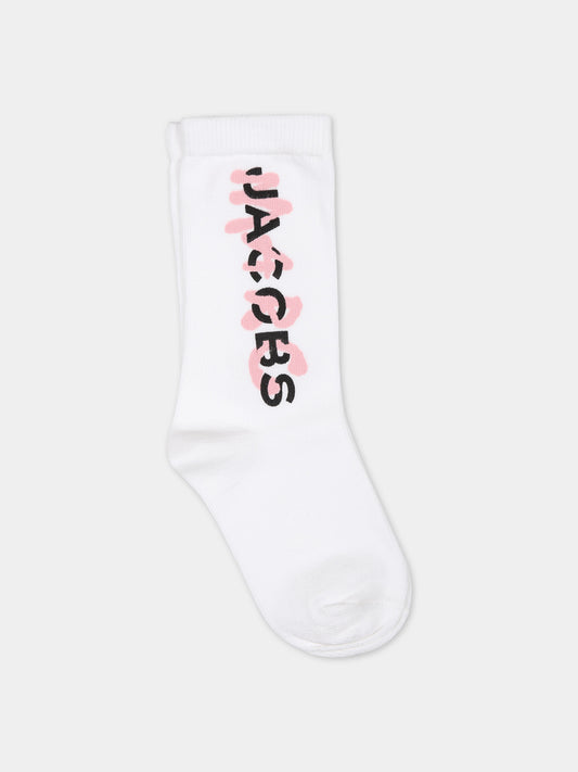 Calzini bianchi per bambina con logo,Little Marc Jacobs,W60007 10P