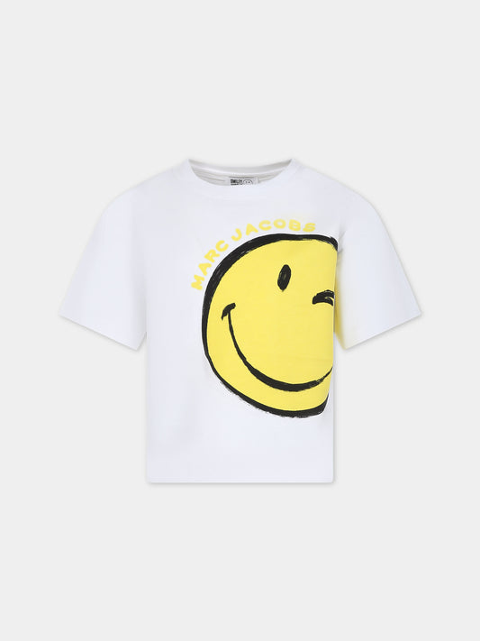 T-shirt bianca per bambino con smile e logo,Marc Jacobs,W60040 10P