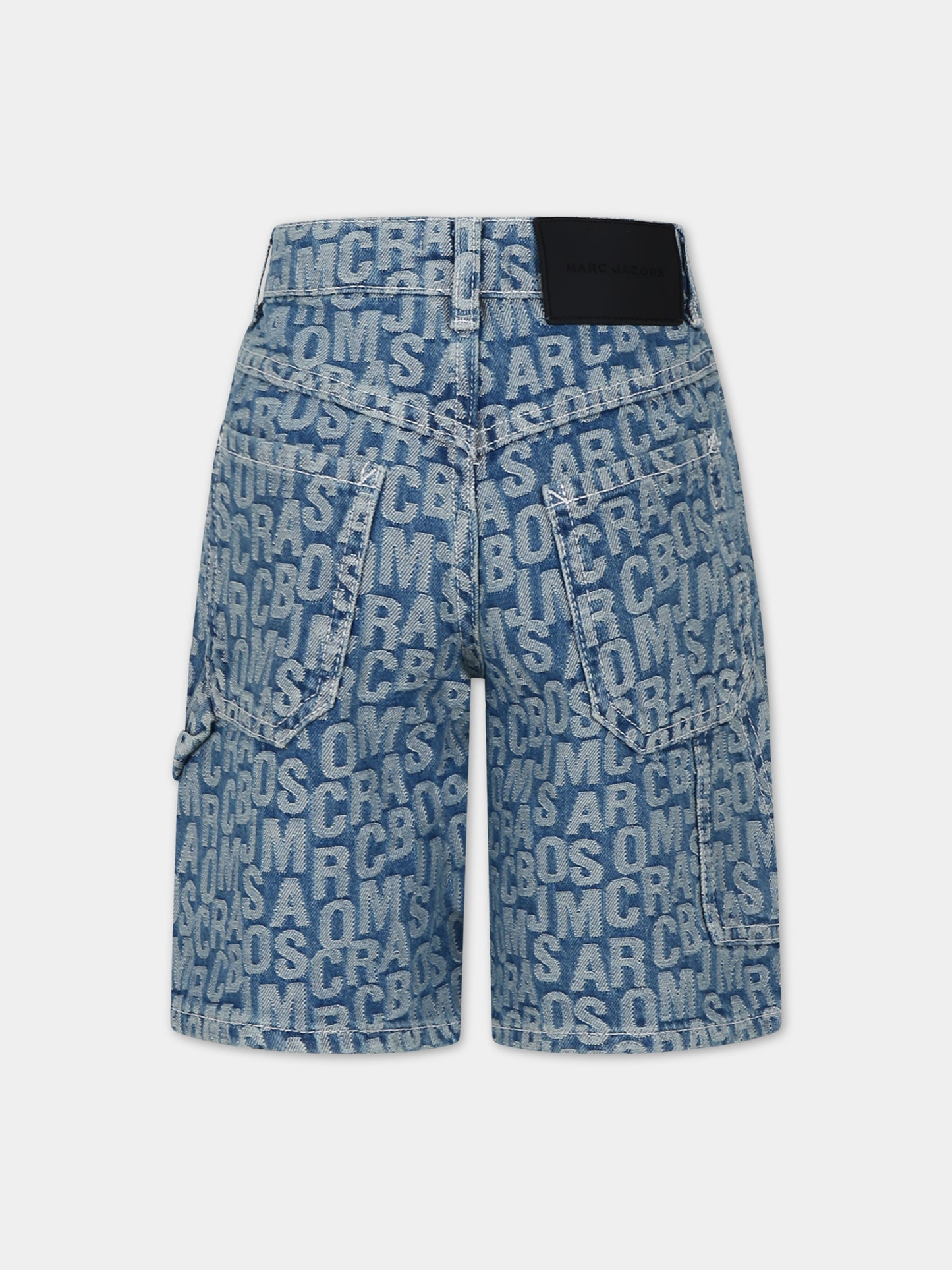 Shorts in denim per bambino con logo all-over,Little Marc Jacobs,W60174 Z10