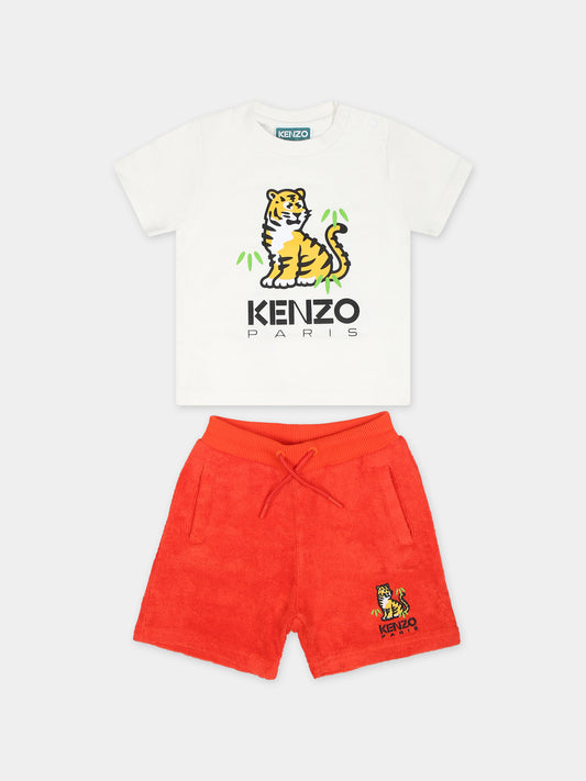 Completo bianco per neonato con iconica Tigre Kotora,Kenzo Kids,K60138 99A