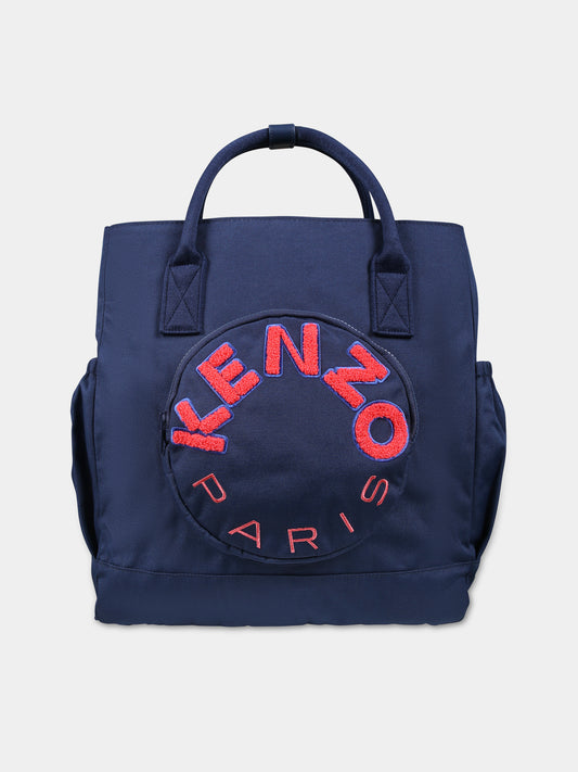 Borsa mamma blu per neonato con logo,Kenzo Kids,K60021 84A