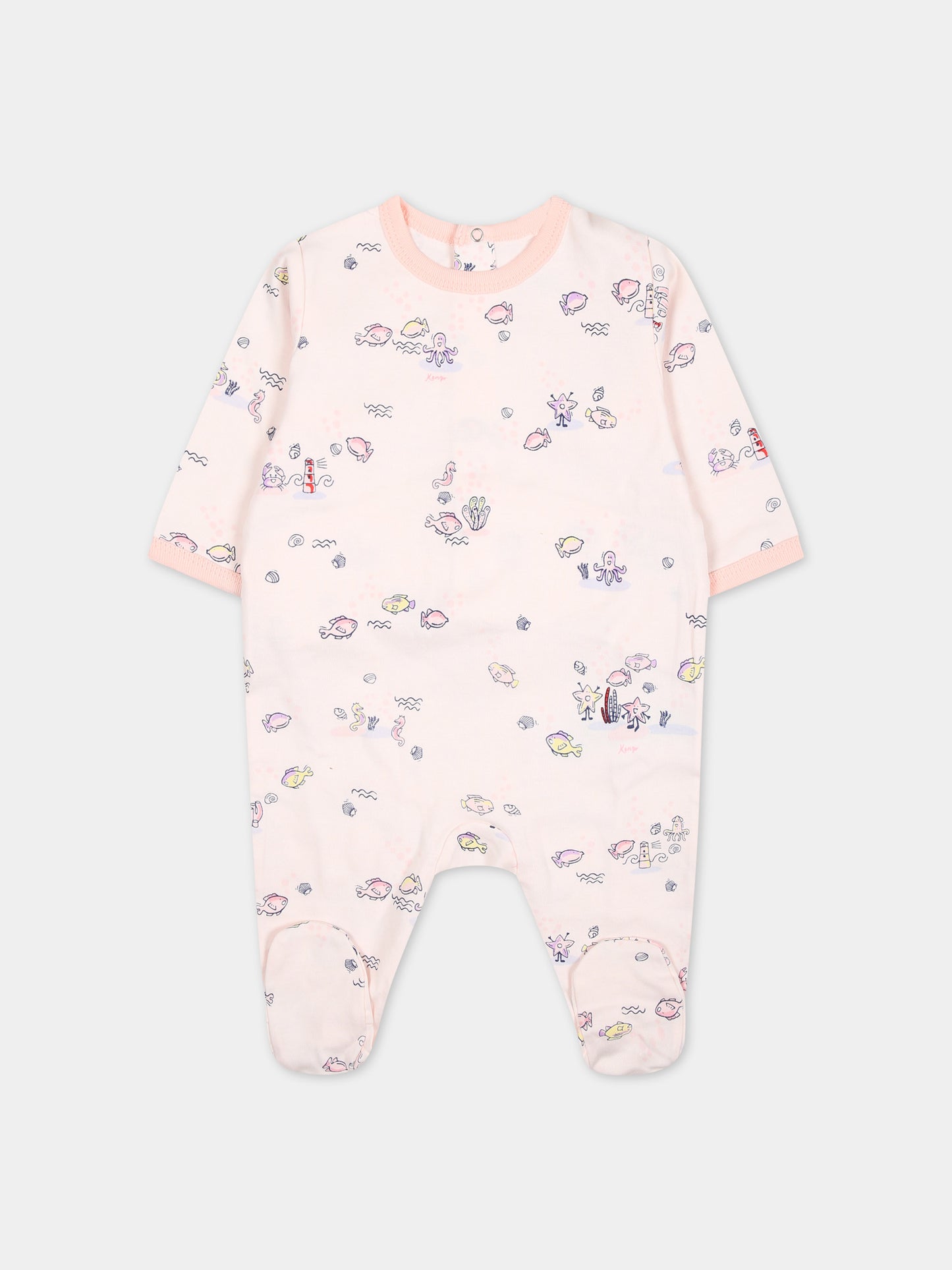 Set rosa per neonata con stampa marina,Kenzo Kids,K60047 47R