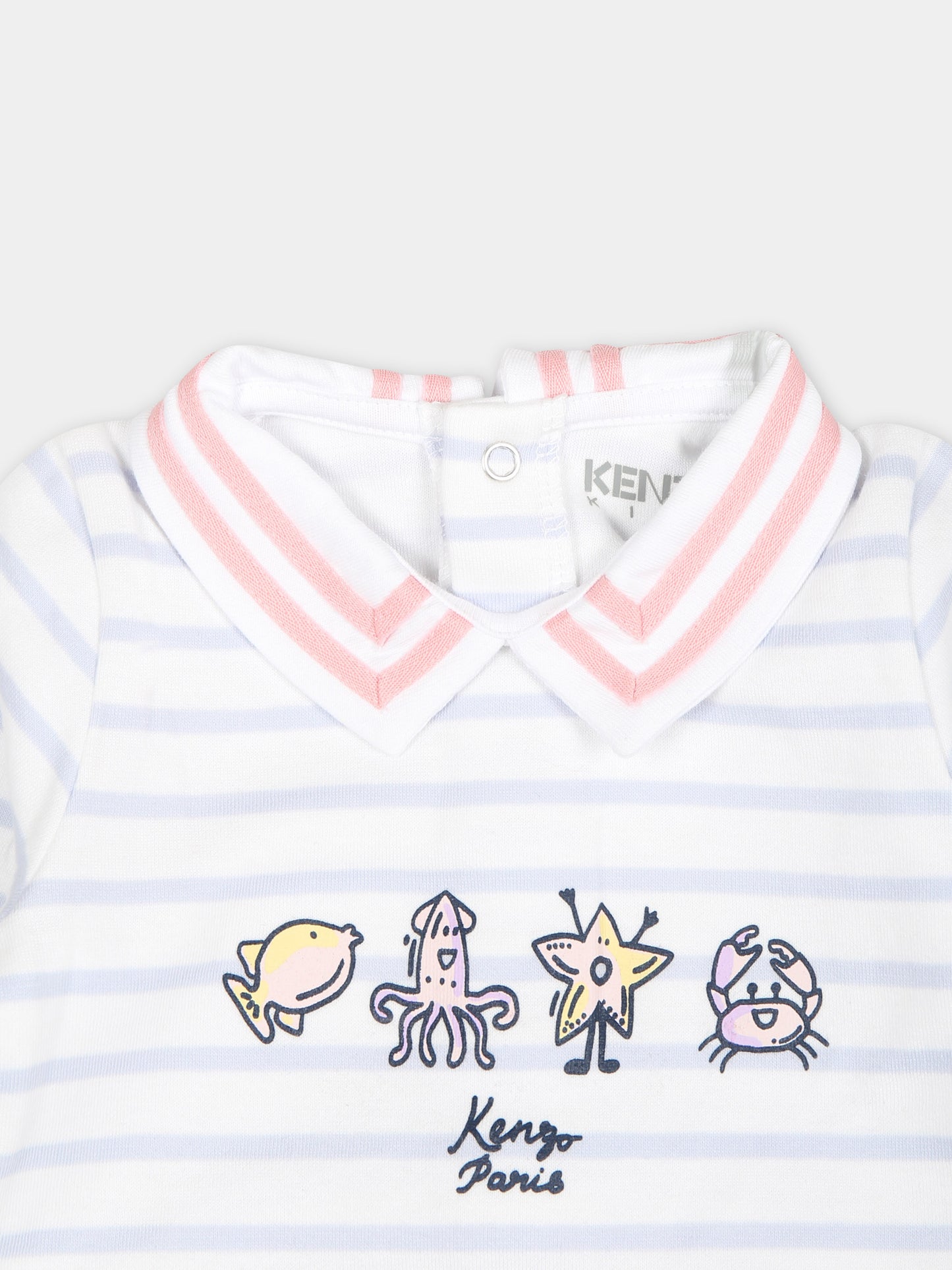 Tutina bianca per neonata con stampe,Kenzo Kids,K60051 10P