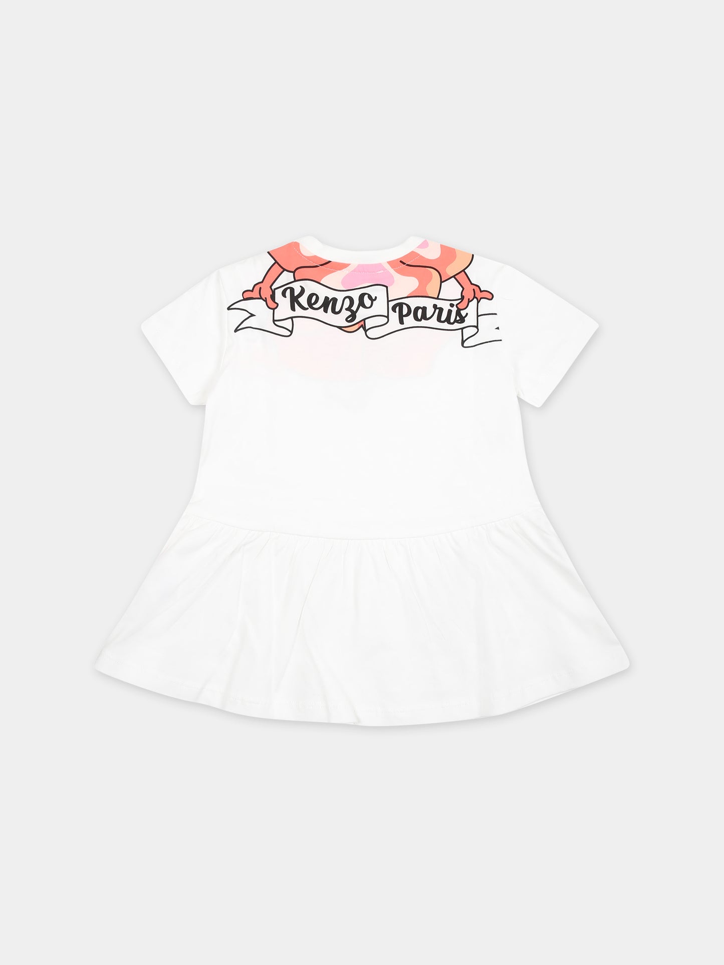 Vestito casual bianco per neonata con papavero,Kenzo Kids,K60117 12P