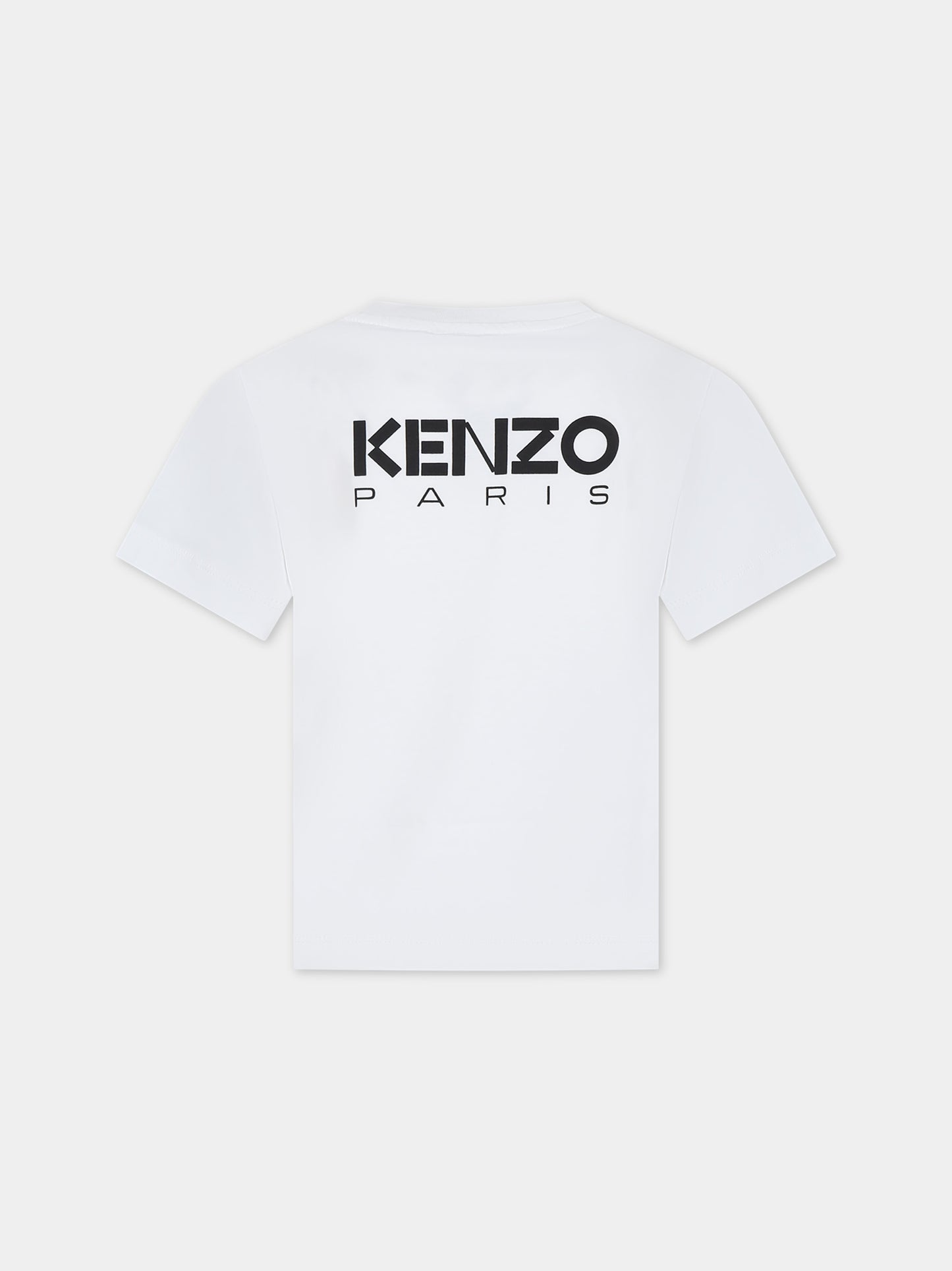 T-shirt bianca per bambina con fiore,Kenzo Kids,K60383 12P