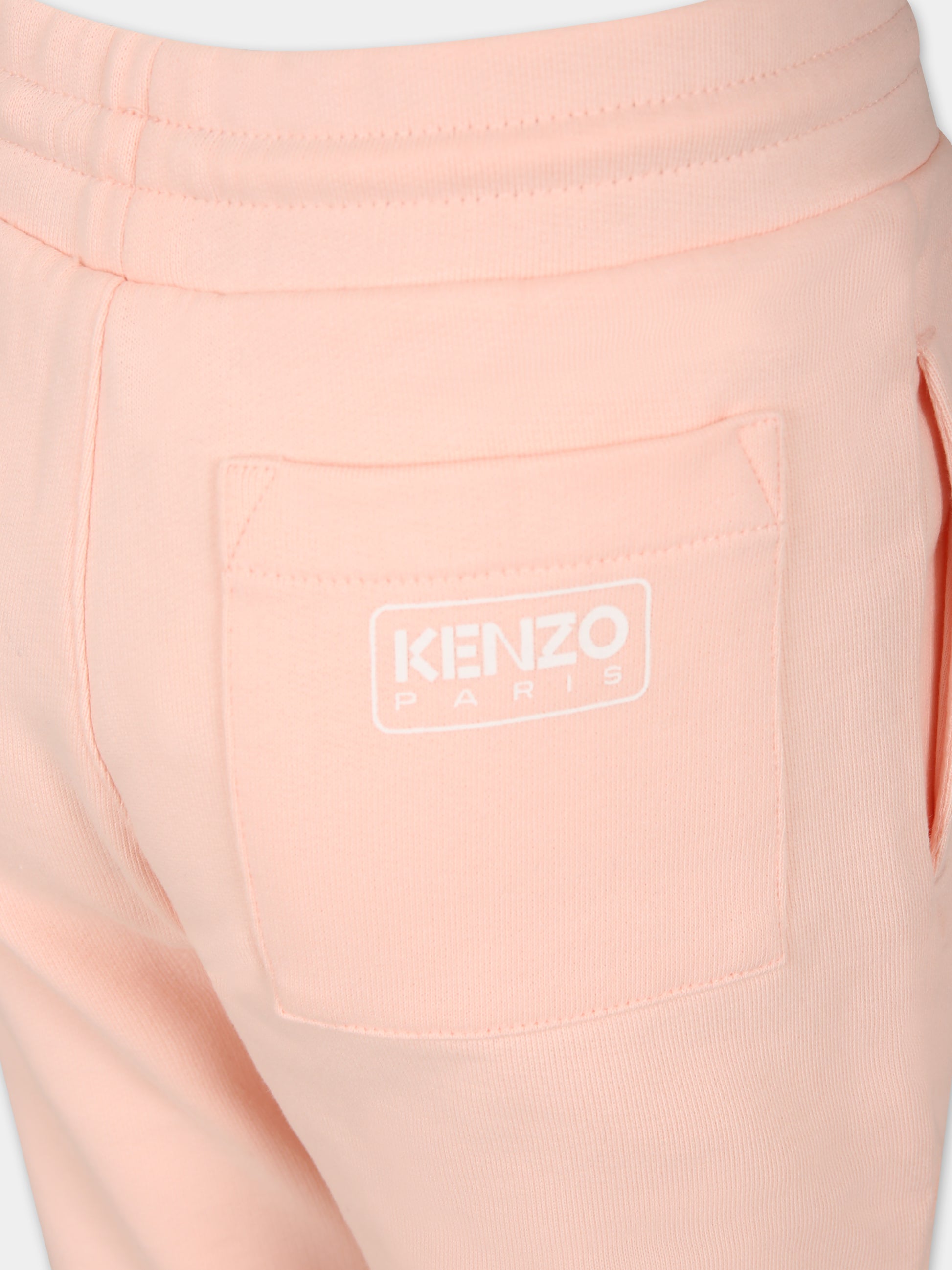 Pantalone rosa per bambina con logo,Kenzo Kids,K60296 46T