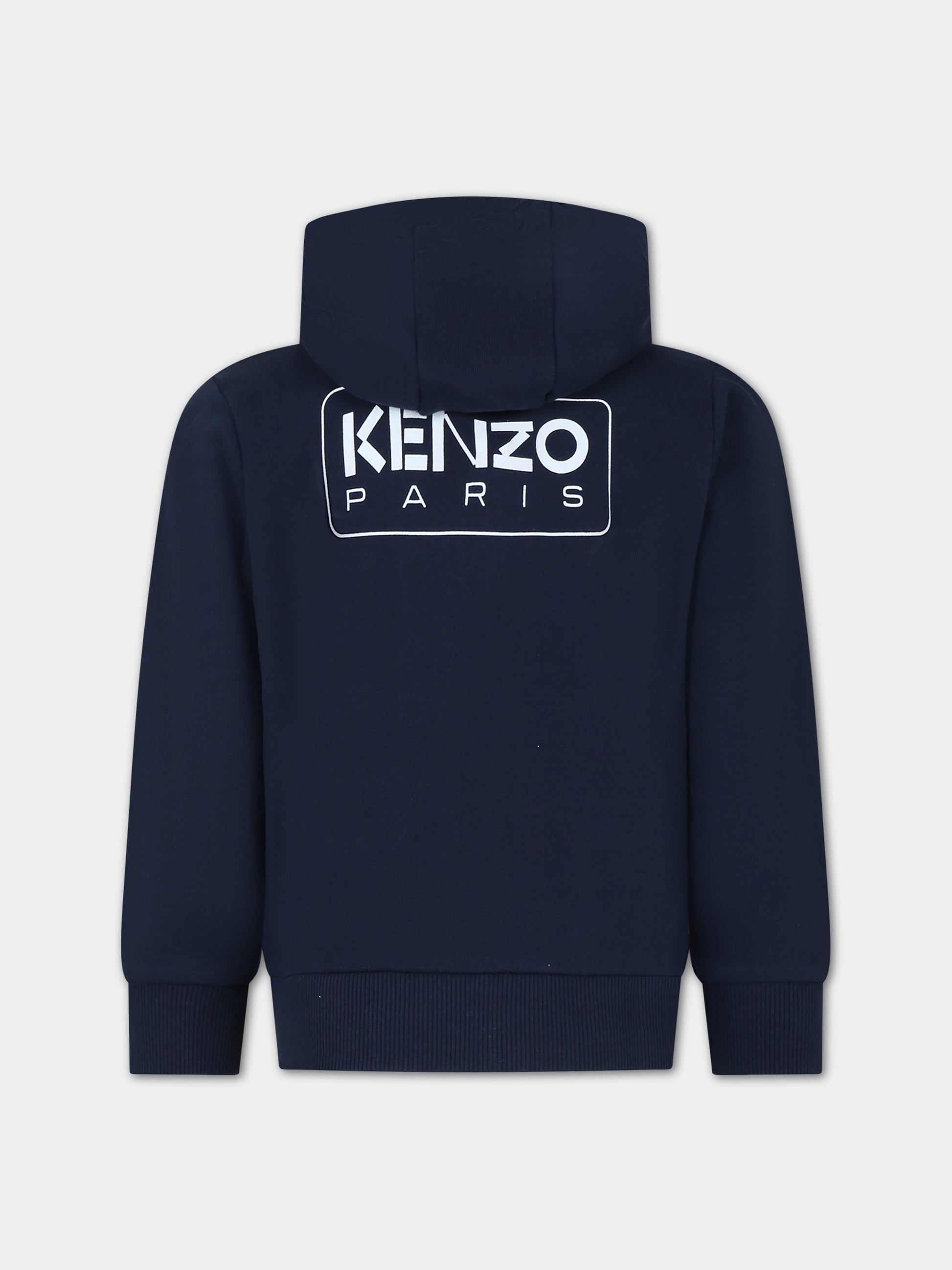 Felpa con cappuccio blu per bambino con logo,Kenzo Kids,K60284 84A